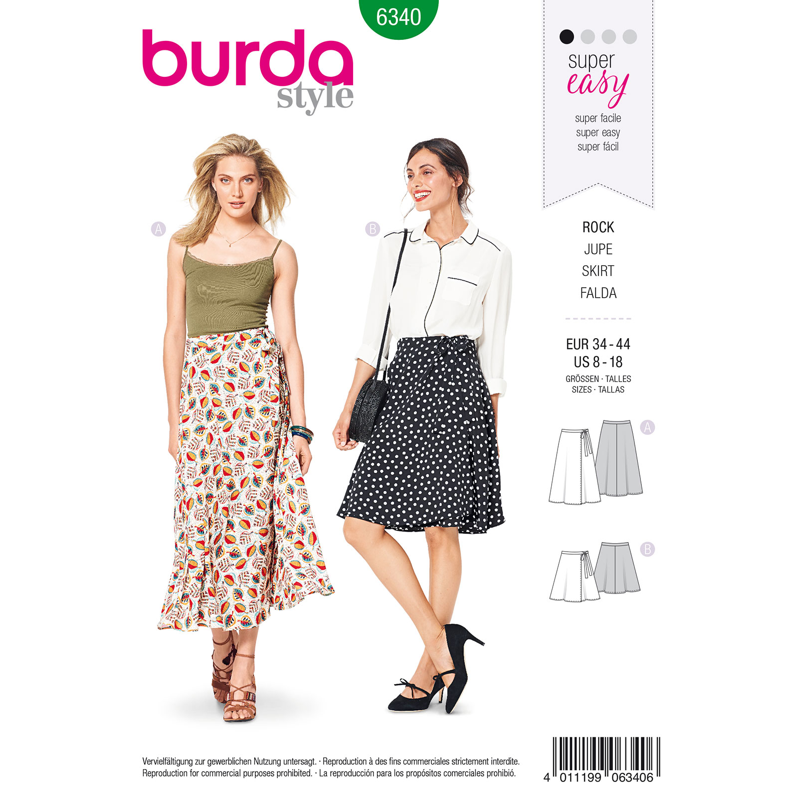 Burda patroon 6340 rok. Maat: 34-44 - STUK