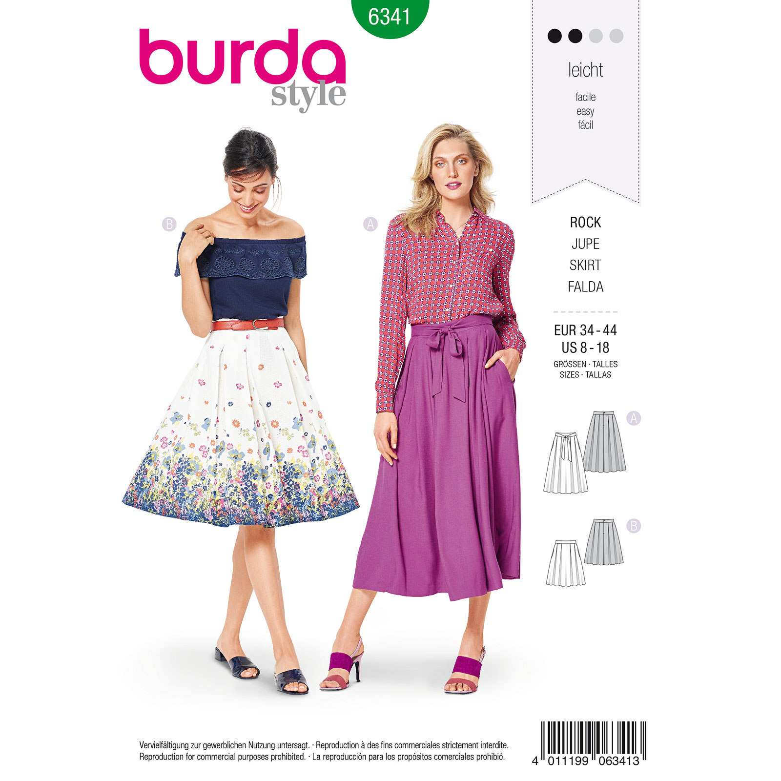 Burda patroon 6341 rok. Maat: 34-44 - STUK