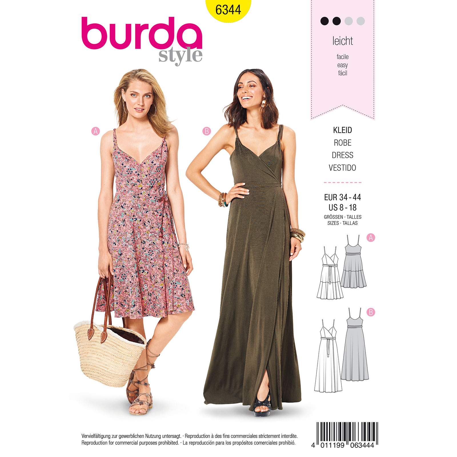 Burda patroon 6344 jurk. Maat: 34-44 - STUK