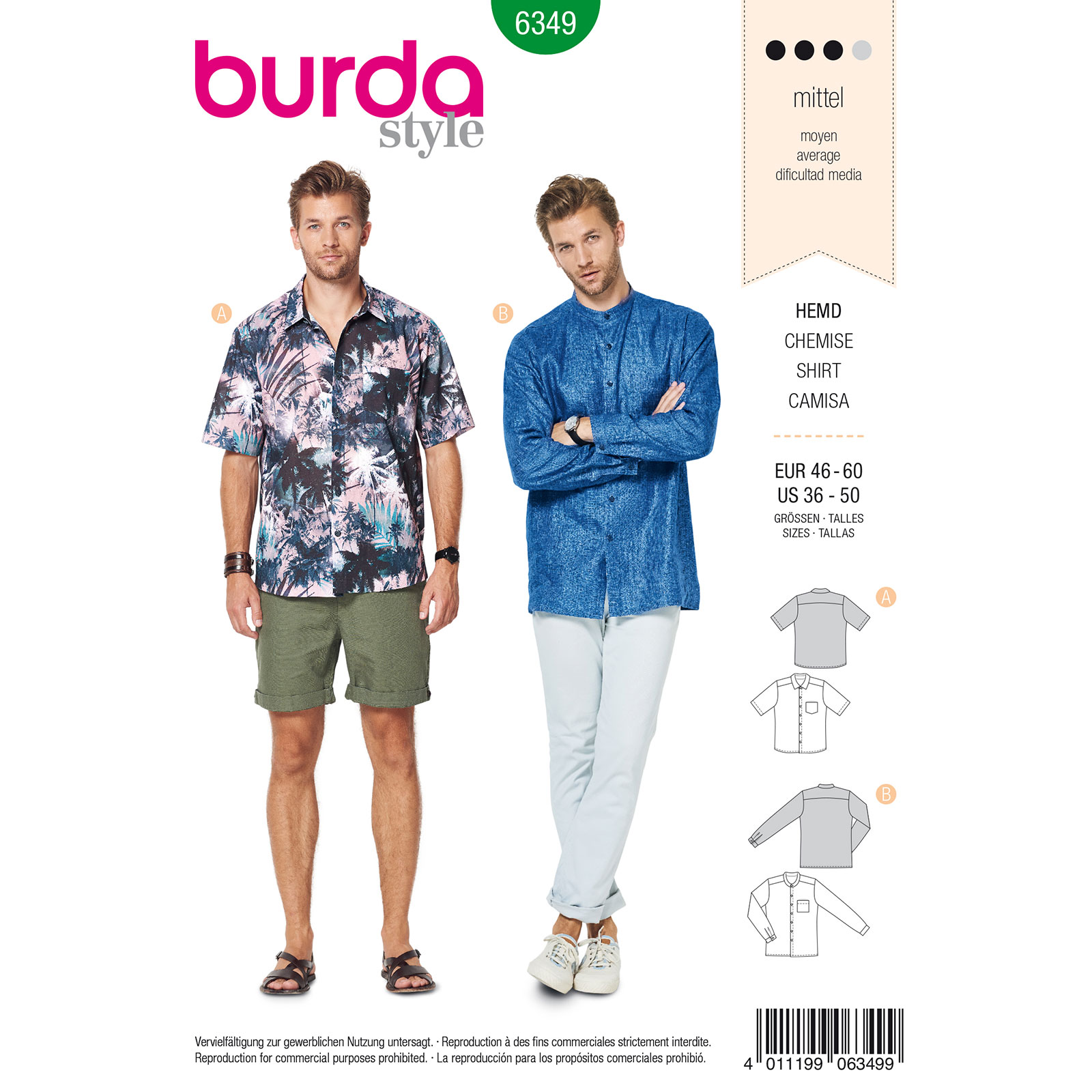 Burda patroon 6349 shirt. Maat: 46 - 60 - STUK