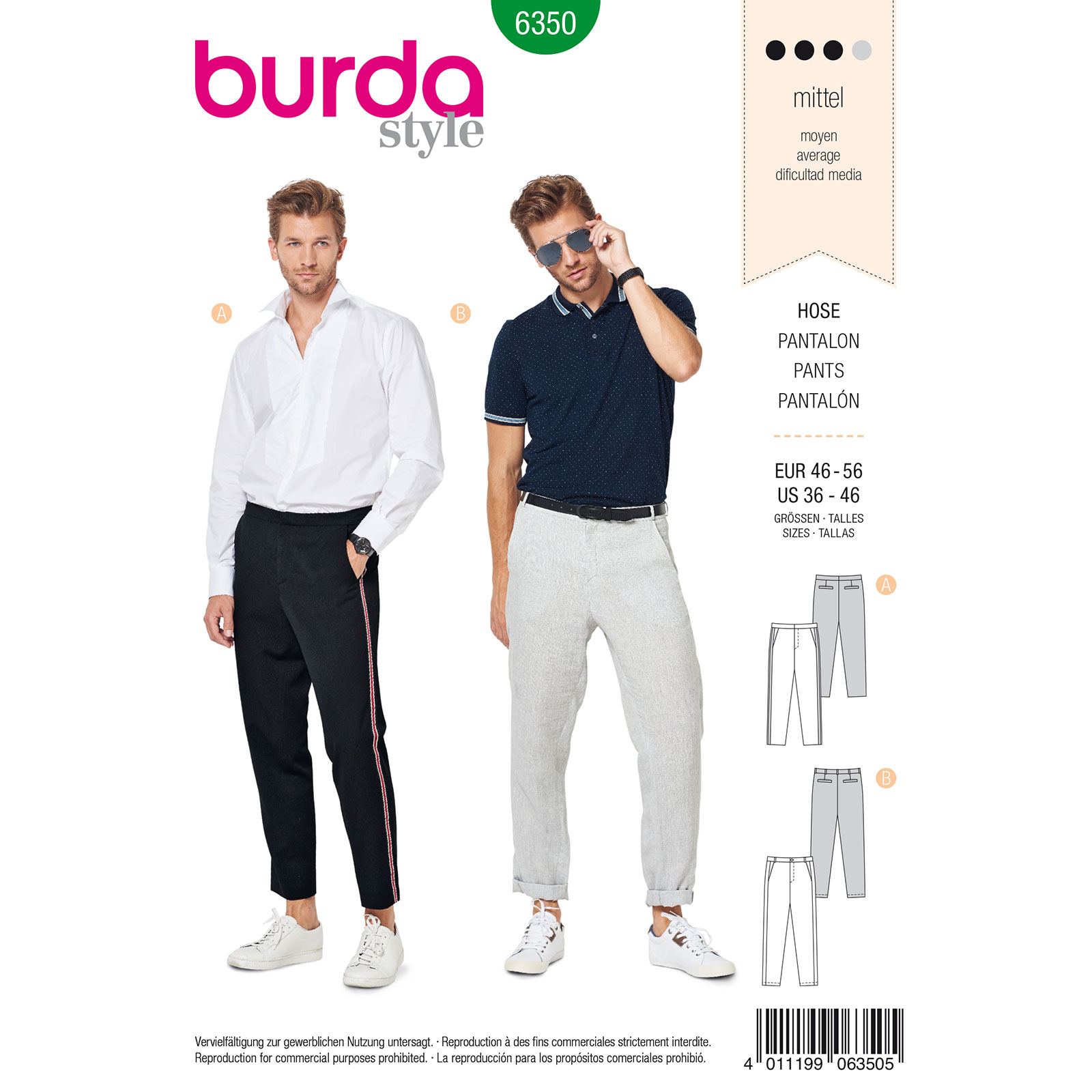 Burda patroon 6350 broek. Maat: 46-56 - STUK