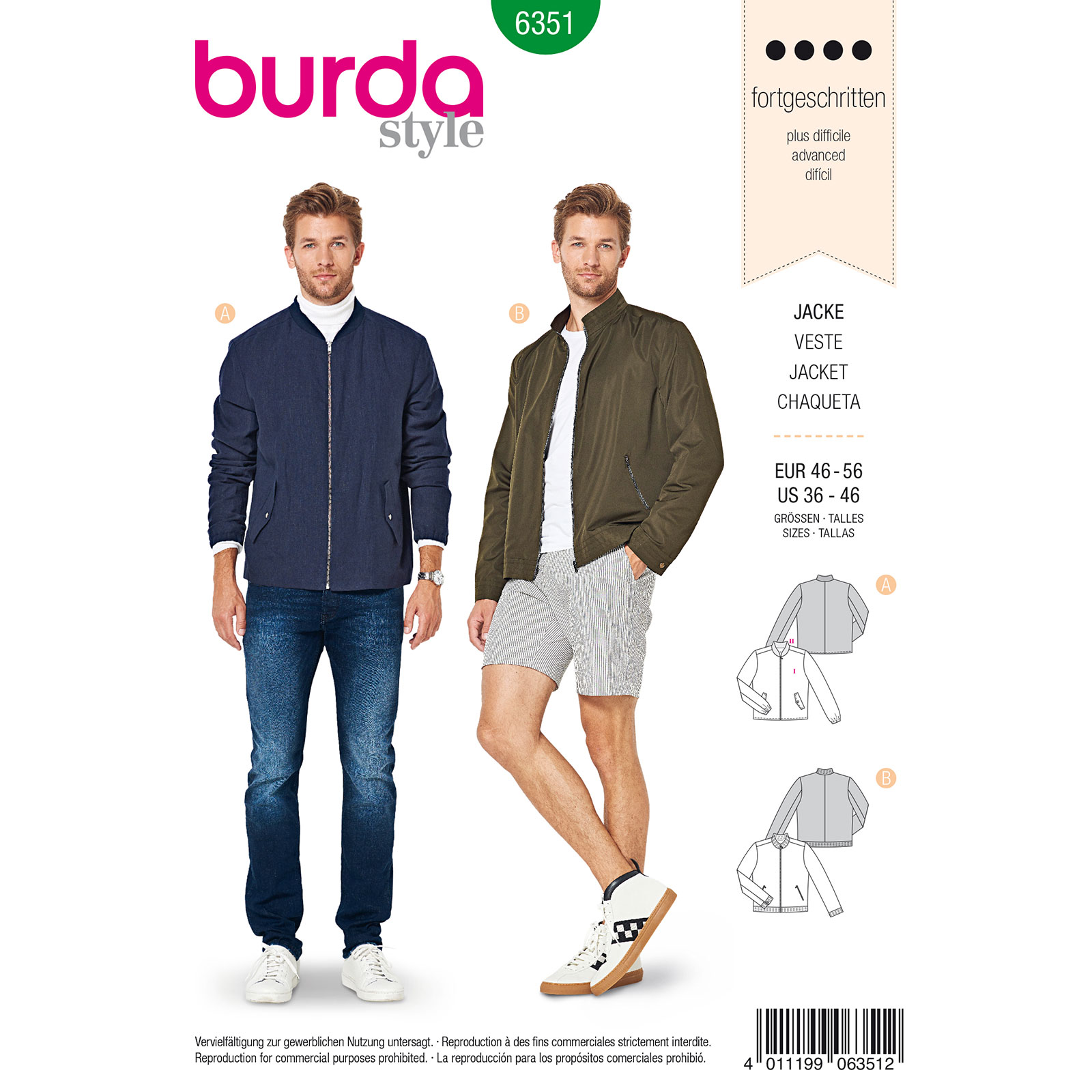 Burda patroon 6351 jack. Maat: 46-56 - STUK