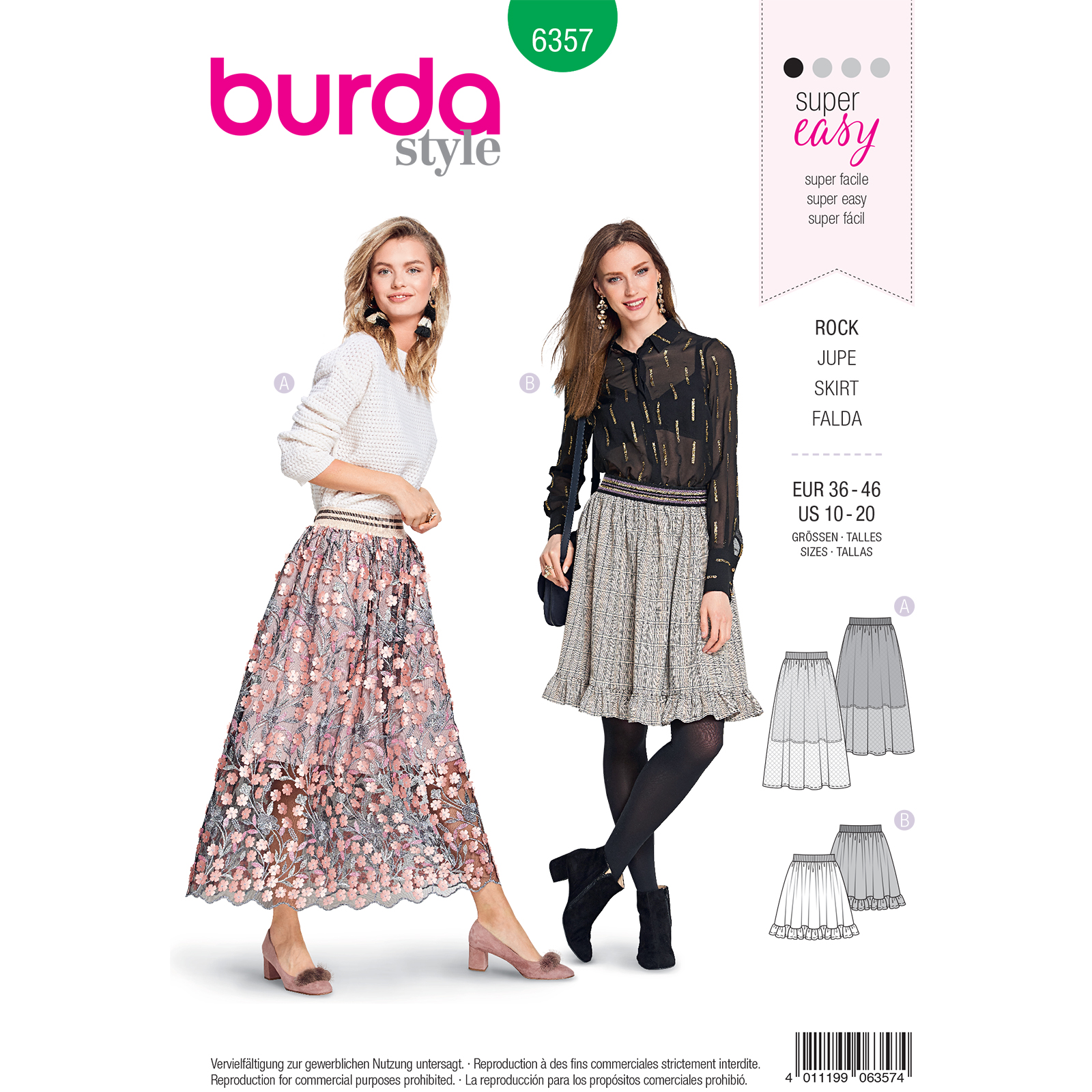 Burda patroon 6357 rok. Maat: 36-46 - STUK