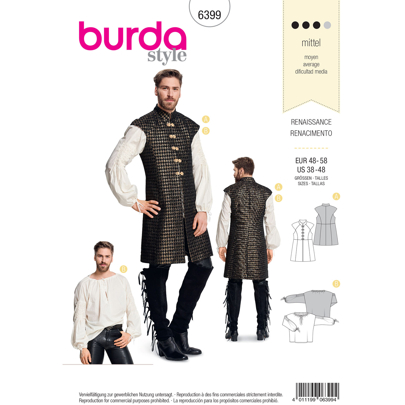 Burda patroon 6399 Historisch kostuum. Maat: 48-58 - STUK