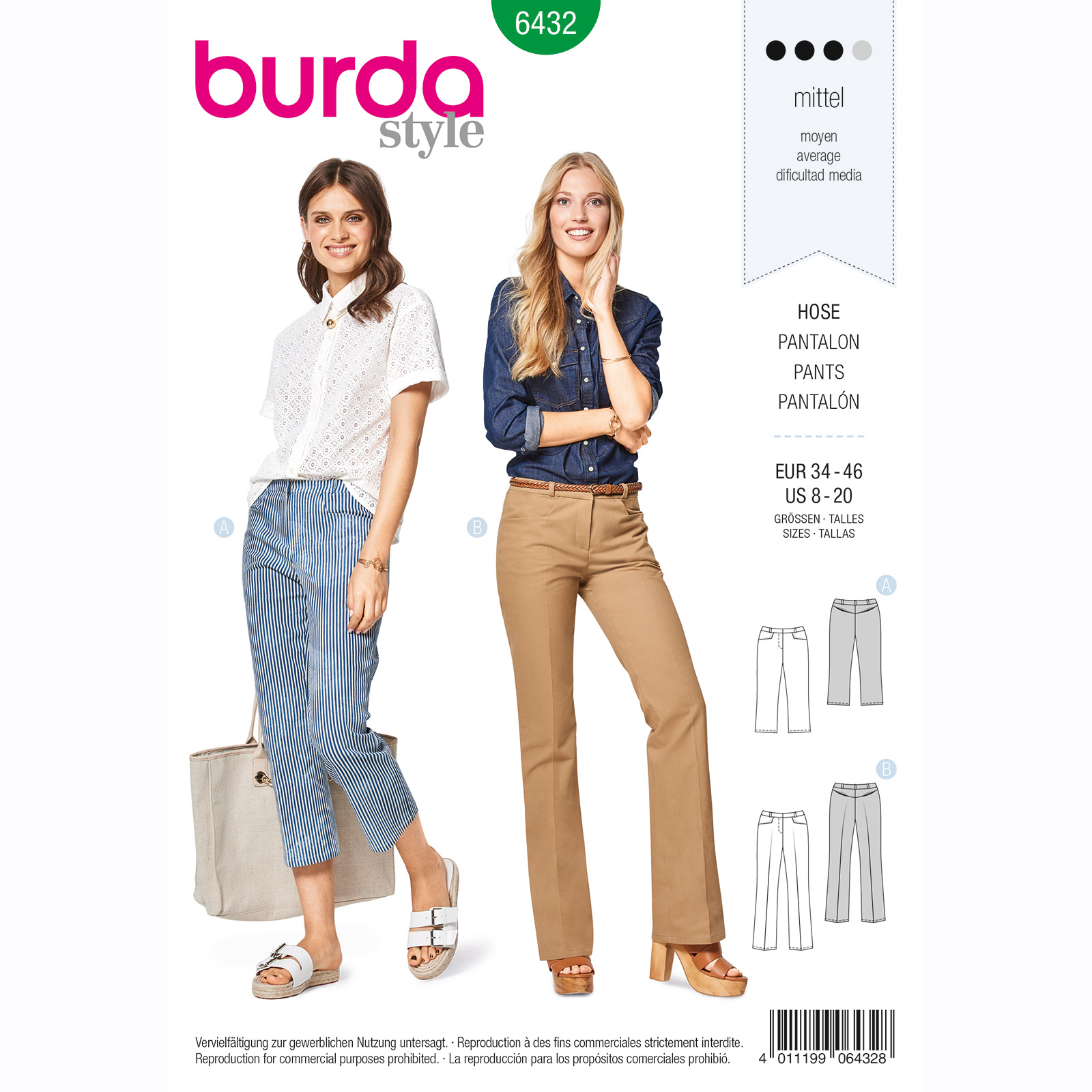 Burda patroon 6432 broek. Maat: 34-46 - STUK
