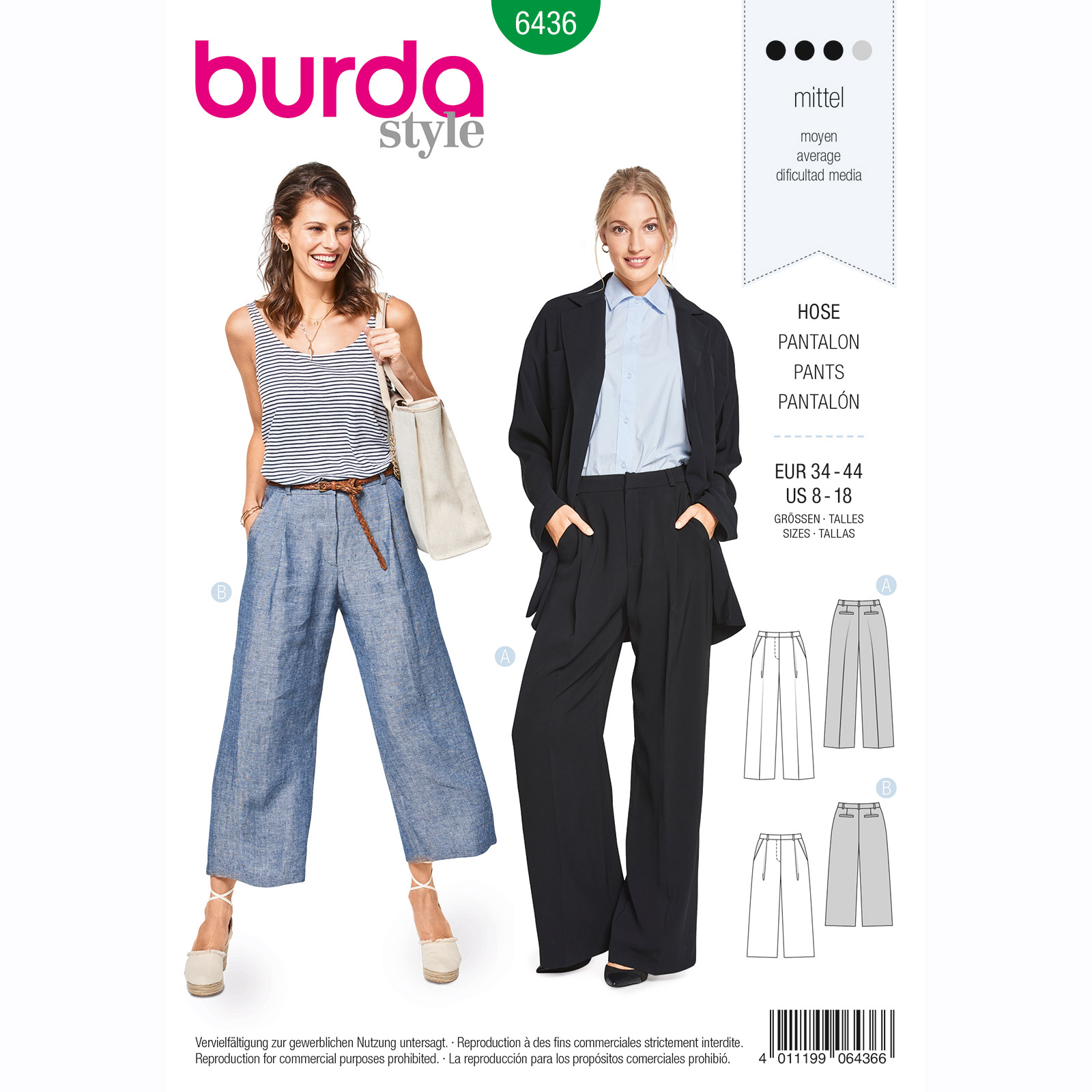 Burda patroon 6436 broek. Maat: 34-44 - STUK