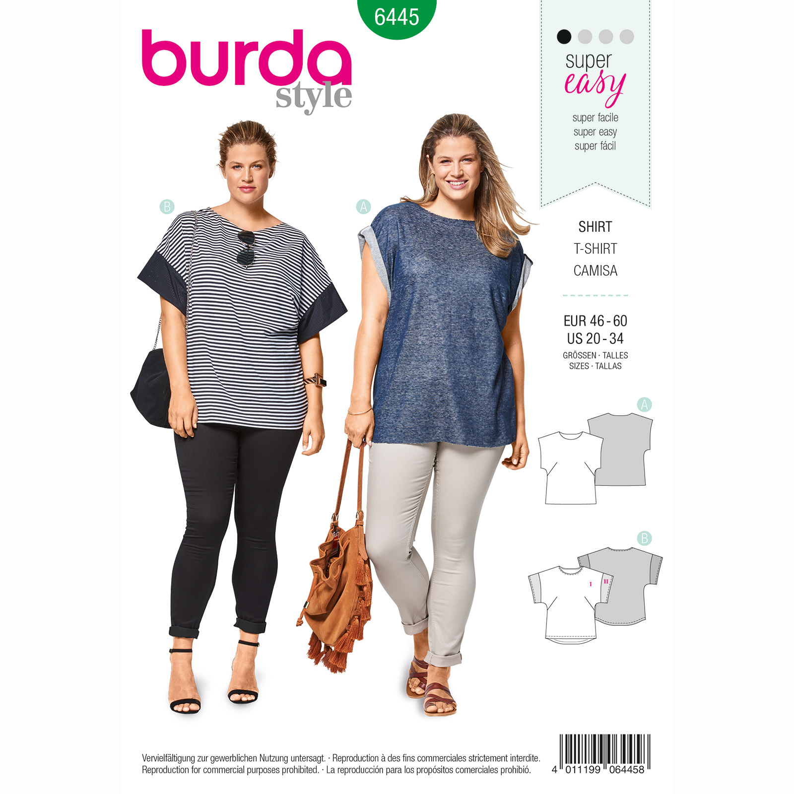 Burda patroon 6445 shirt. Maat: 46 - 60 - STUK