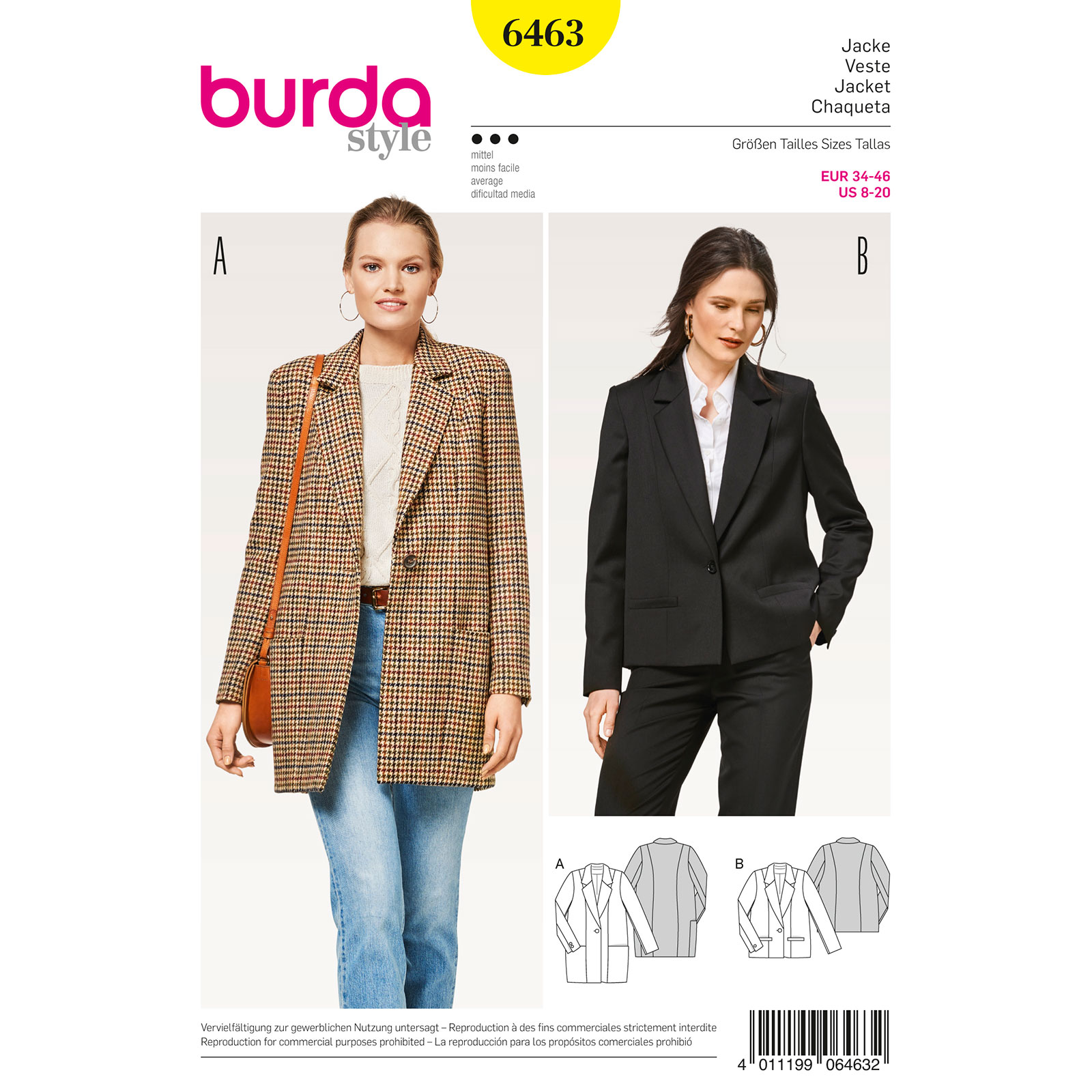 Burda patroon 6463 jack. Maat: 34-46 - STUK