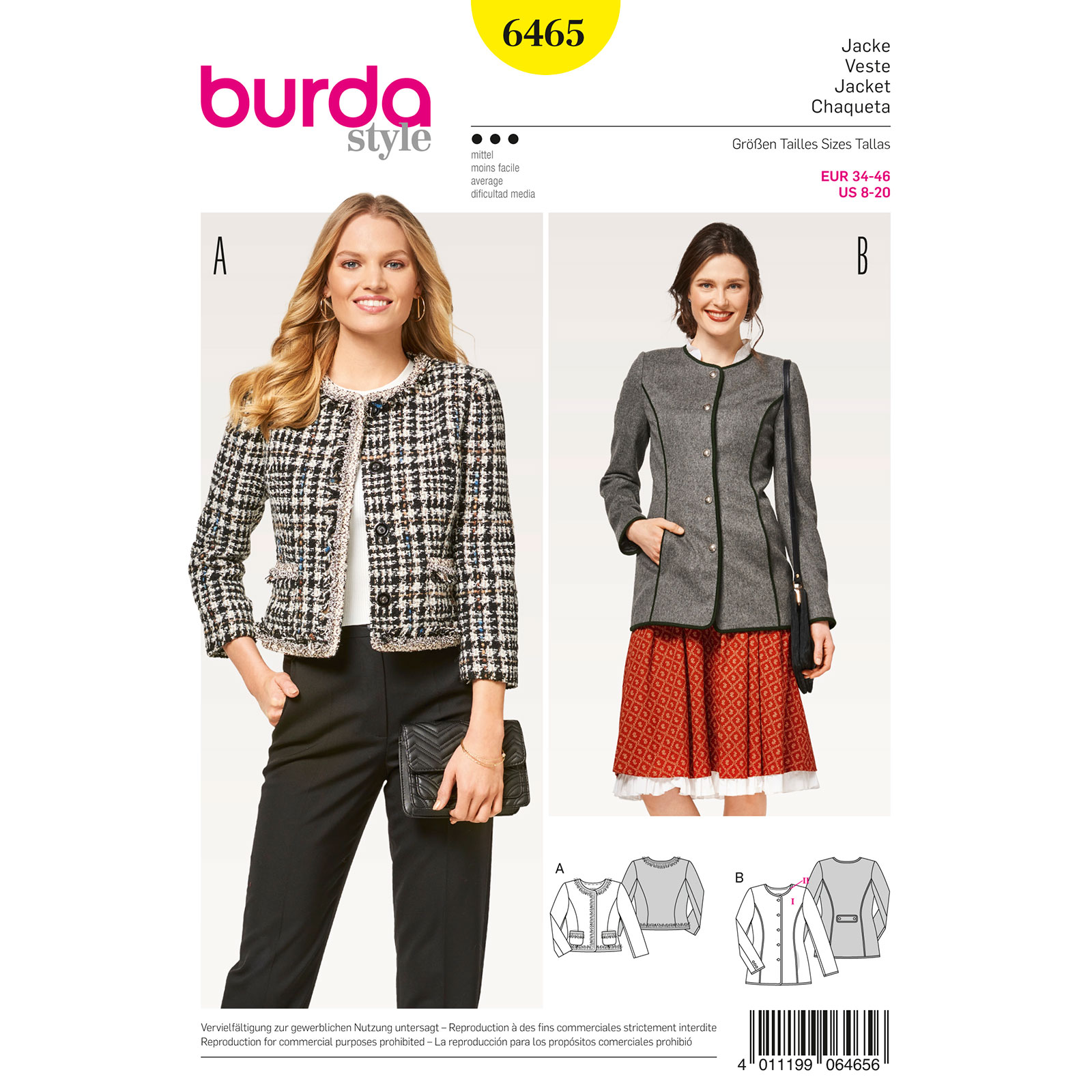 Burda patroon 6465 jack. Maat: 34-46 - STUK