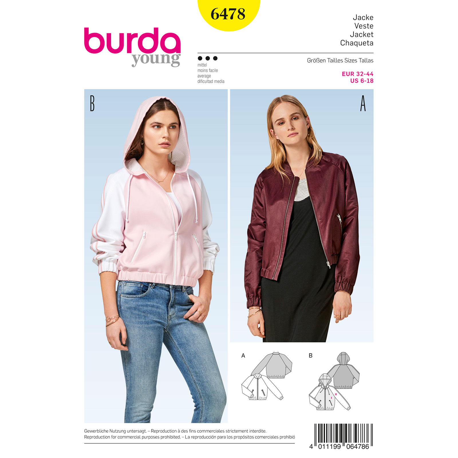Burda patroon 6478 jack. Maat: 32-44 - STUK