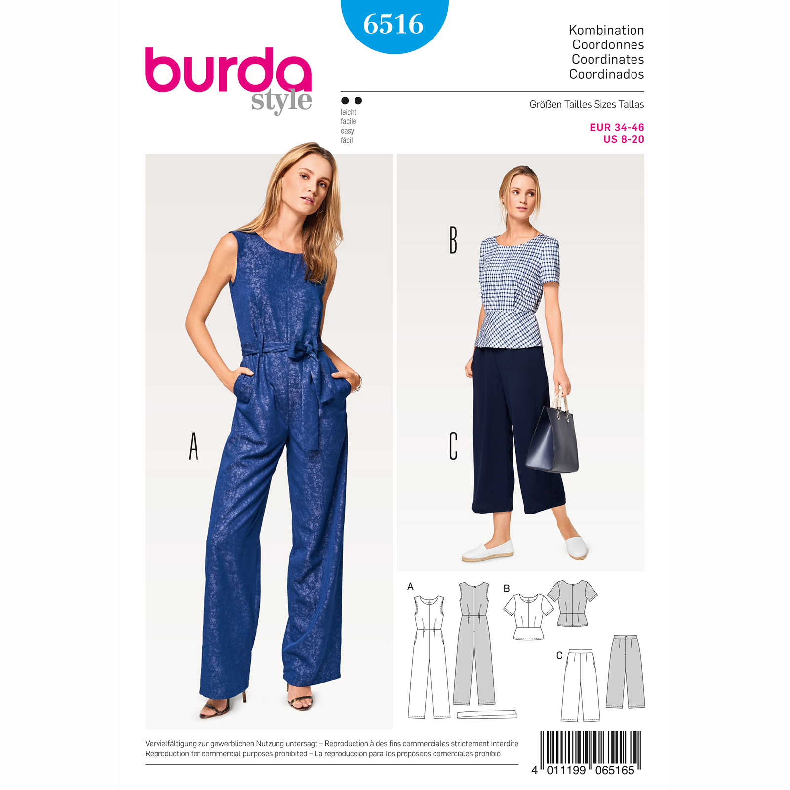 Burda patroon 6516 combinatie. Maat: 34-46 - STUK