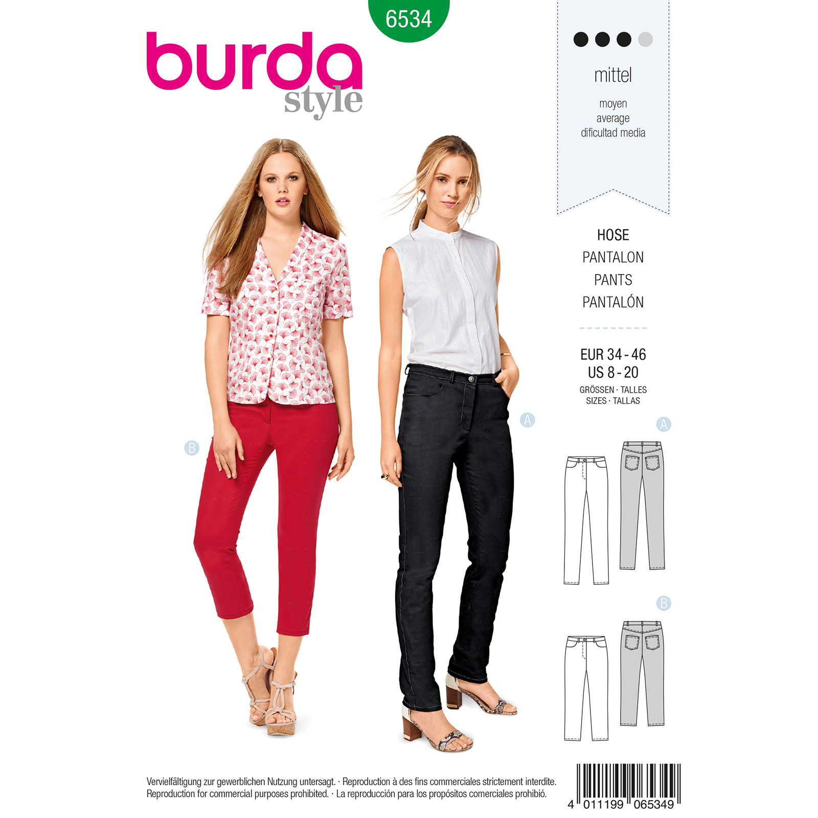 Burda patroon 6534 broek. Maat: 34-46 - STUK