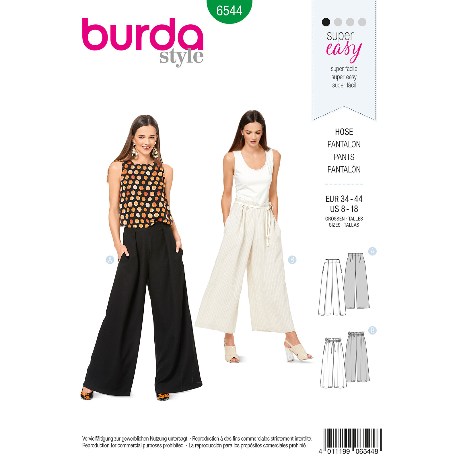 Burda patroon 6544 broek. Maat: 34-44 - STUK