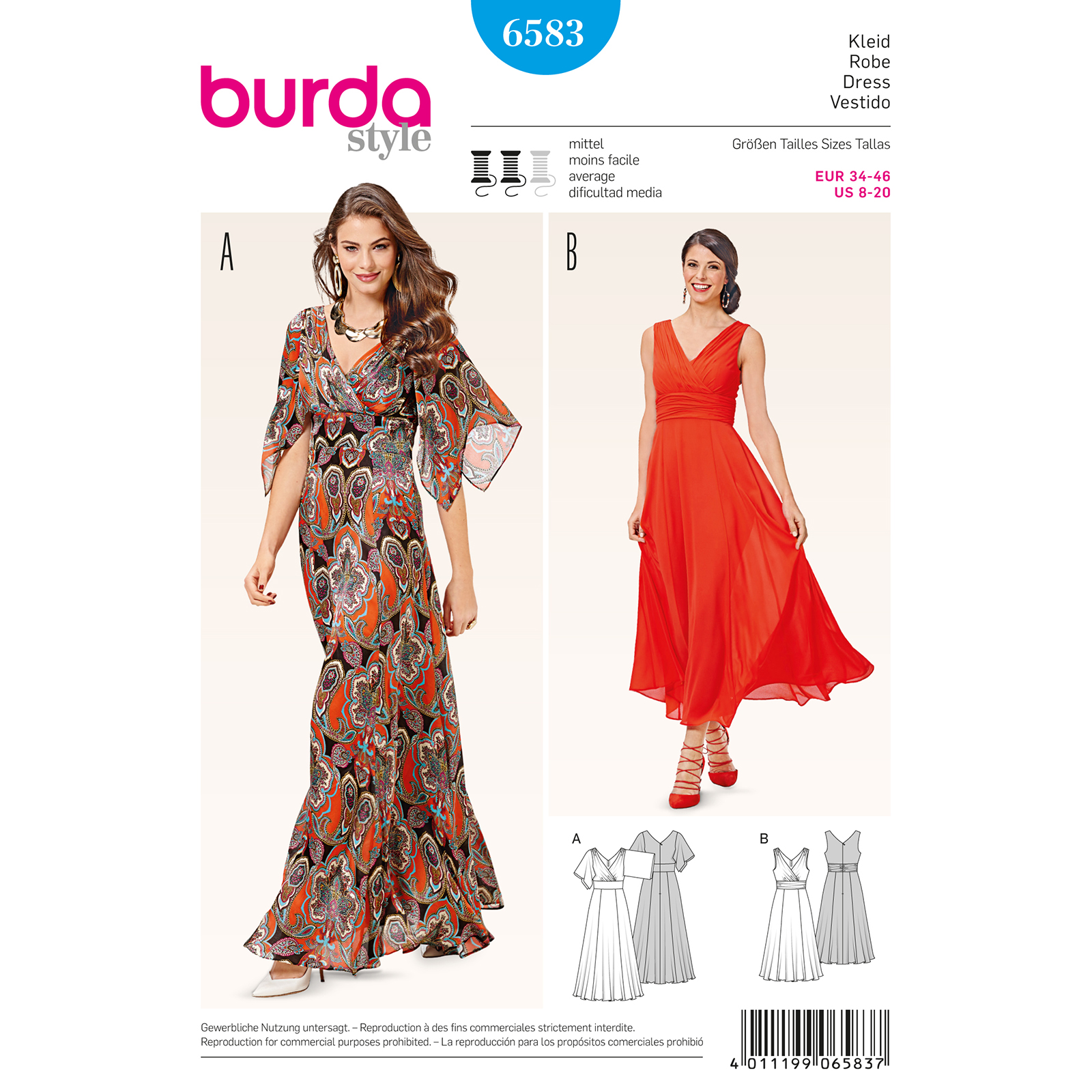 Burda patroon 6583 jurk. Maat: 34-46 - STUK