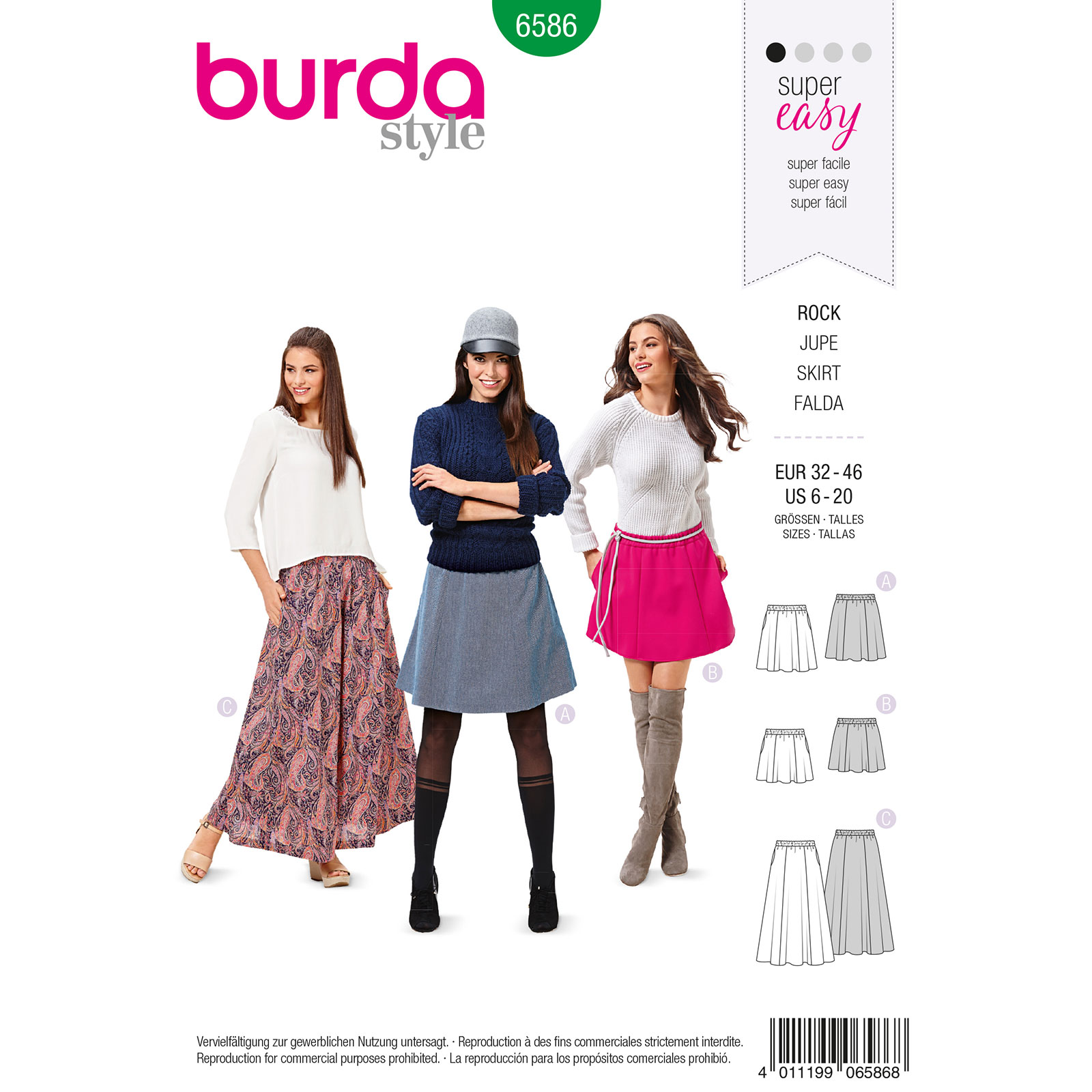 Burda patroon 6586 rok. Maat: 32-46 - STUK
