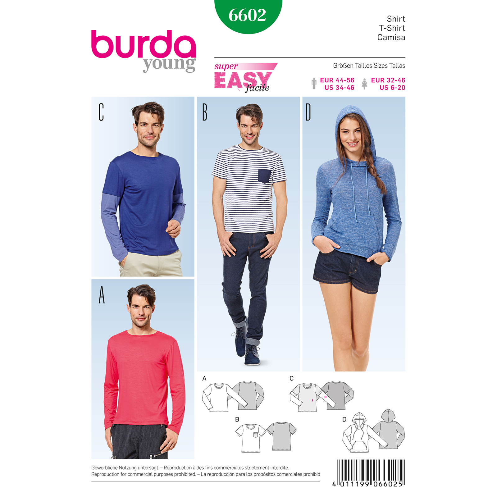 Burda patroon 6602 shirt. Maat: 32-46 - STUK