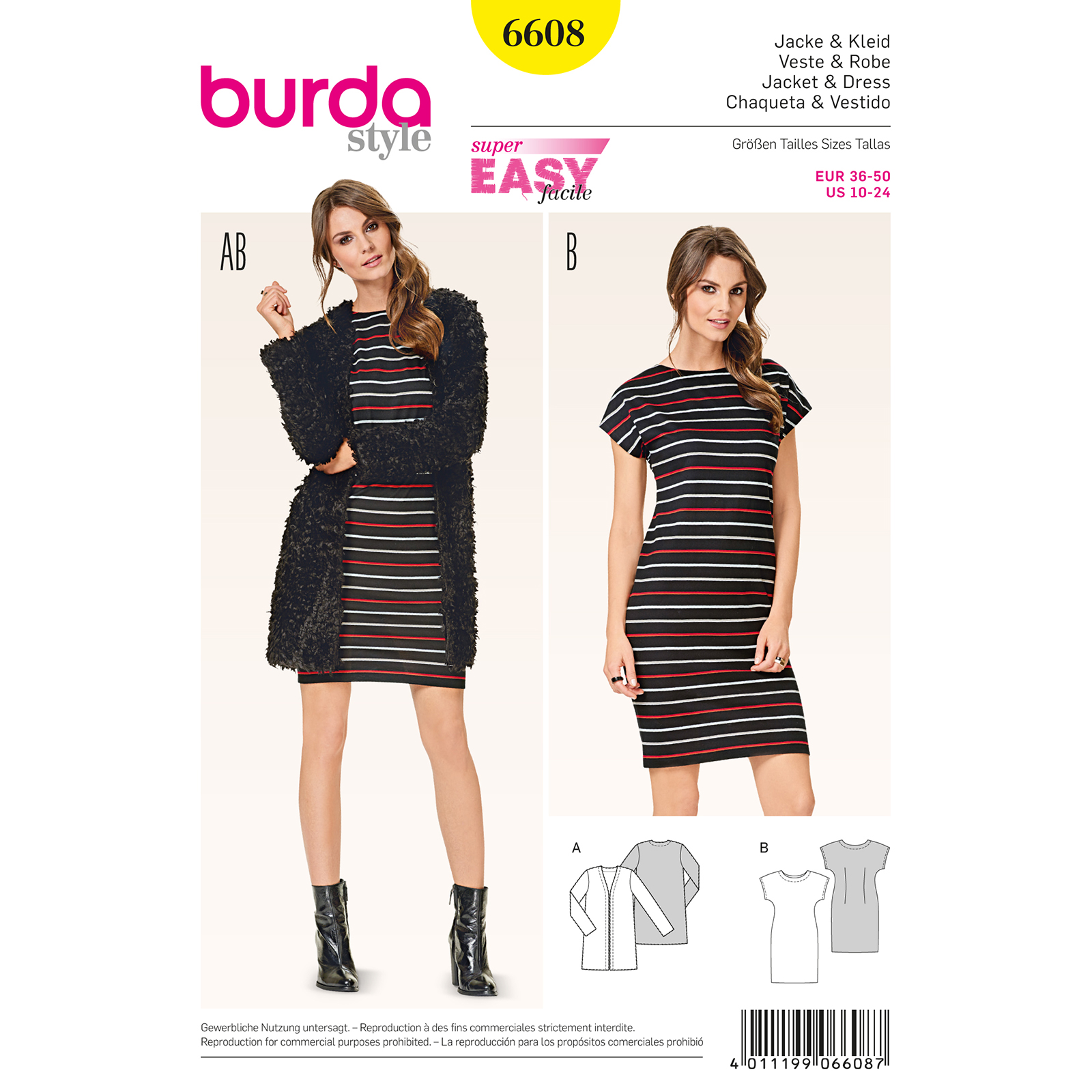 Burda patroon 6608 jack &. Maat: 34-48 - STUK