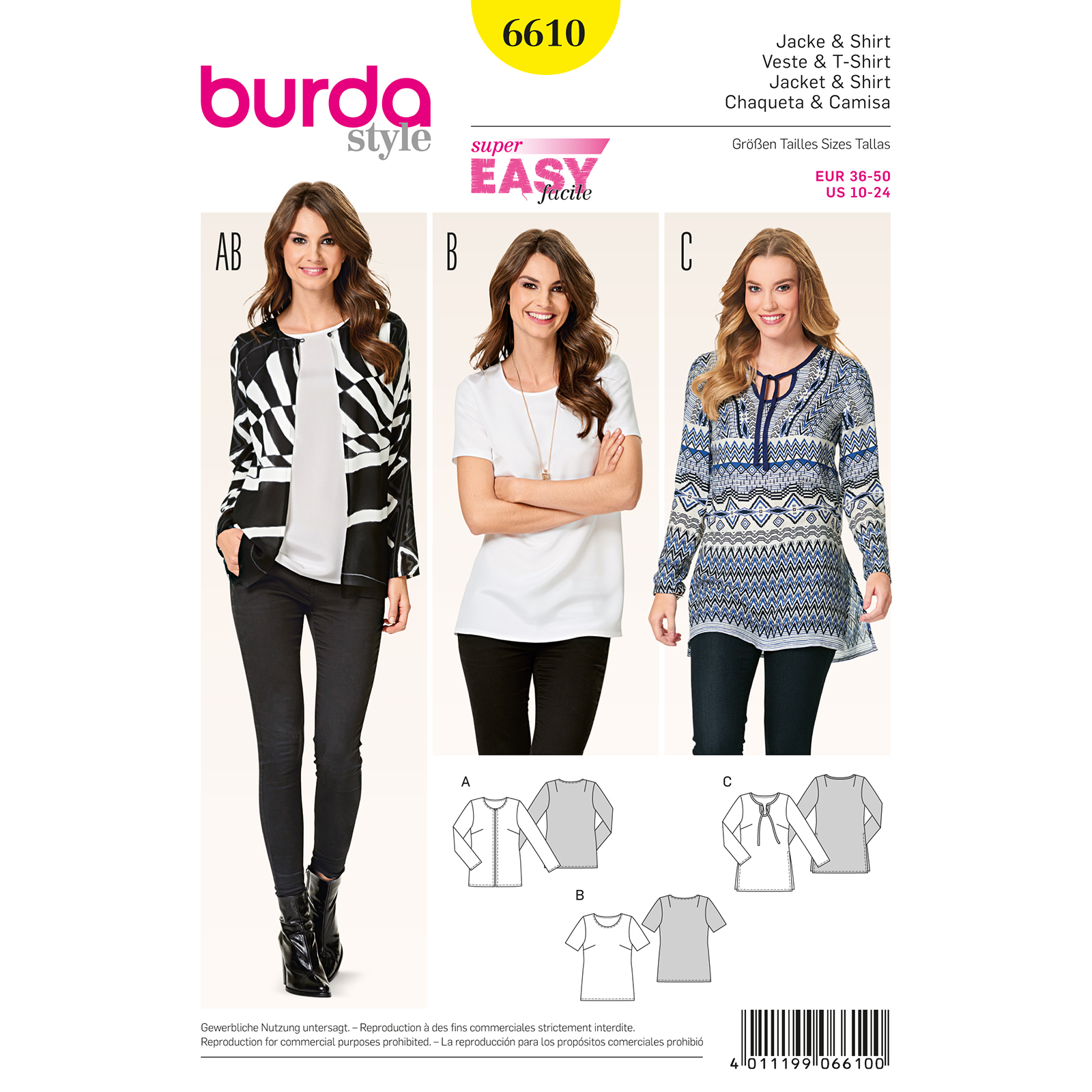 Burda patroon 6610 jack &. Maat: 36-50 - STUK