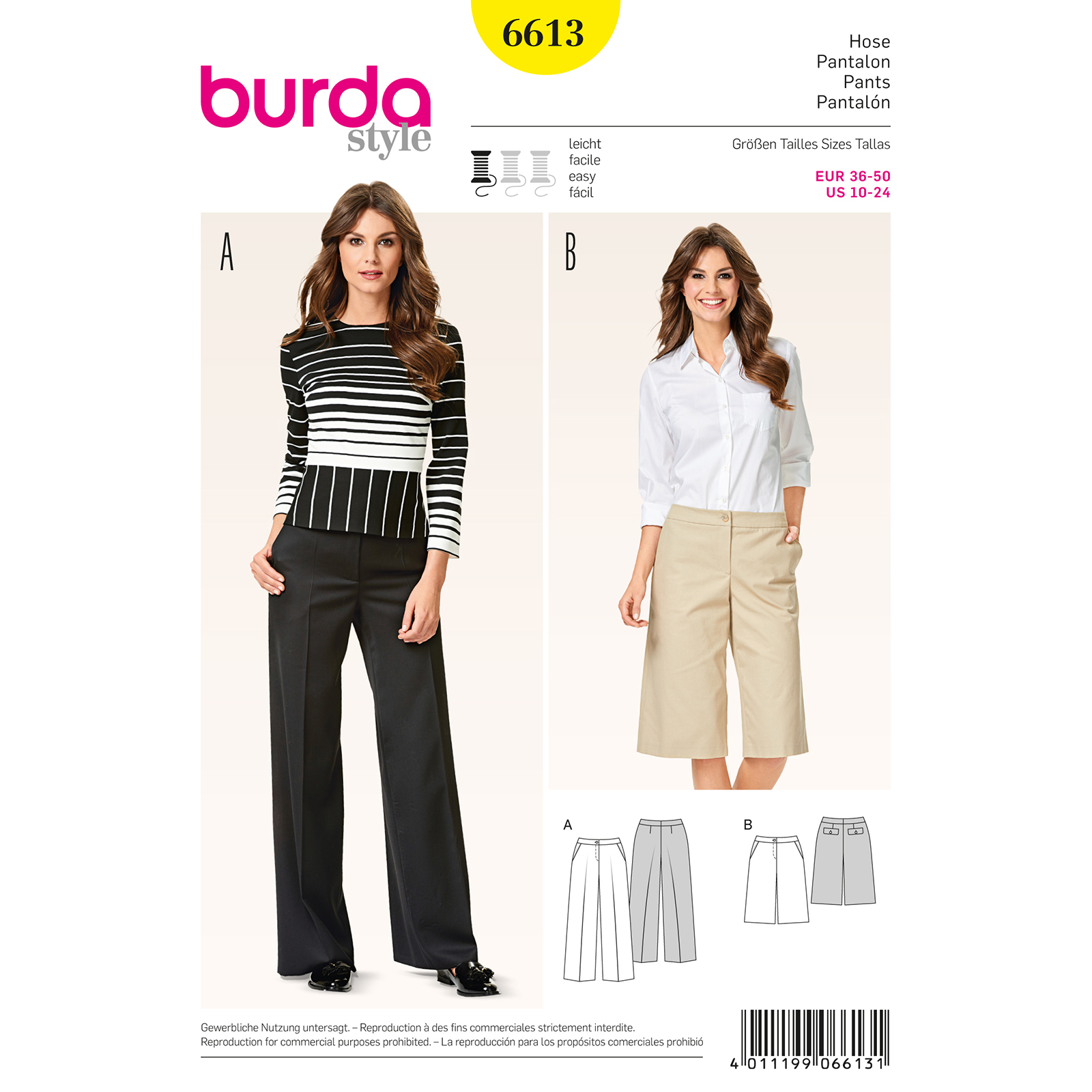 Burda patroon 6613 broek. Maat: 36-50 - STUK