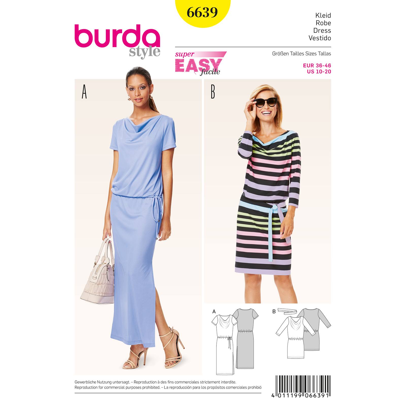 Burda patroon 6639 jurk. Maat: 36-46 - STUK