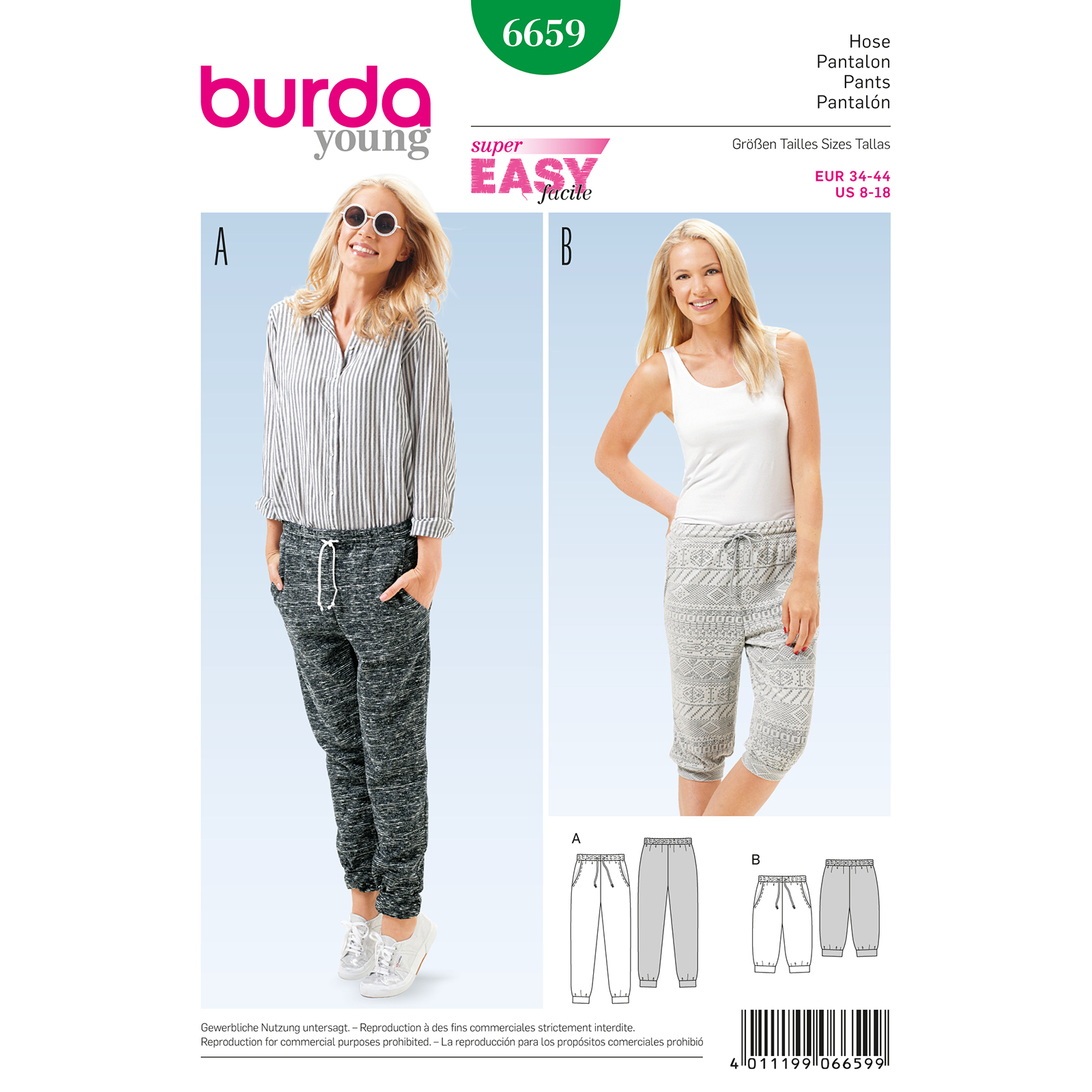 Burda patroon 6659 broek. Maat: 34-44 - STUK