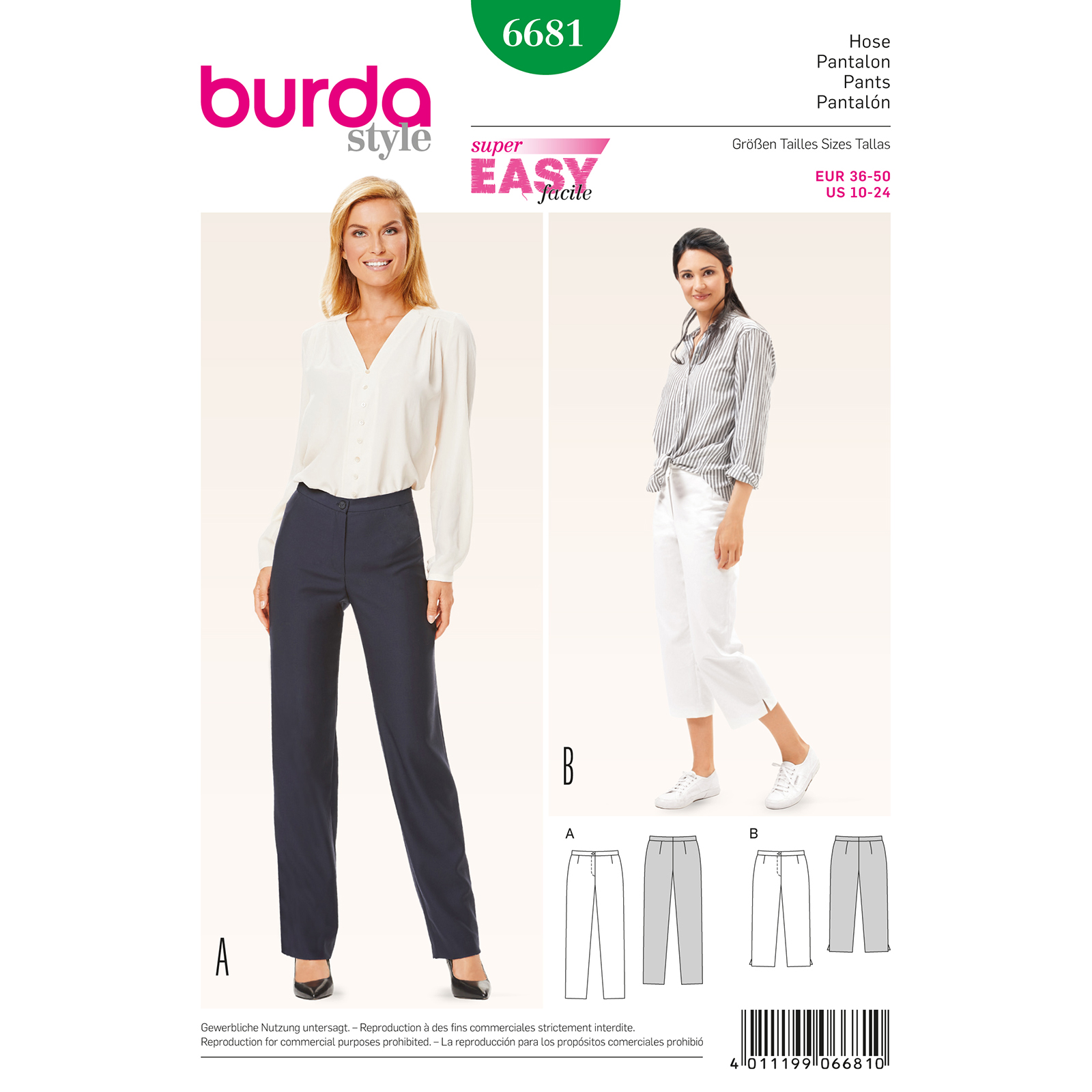 Burda patroon 6681 broek. Maat: 36-50 - STUK
