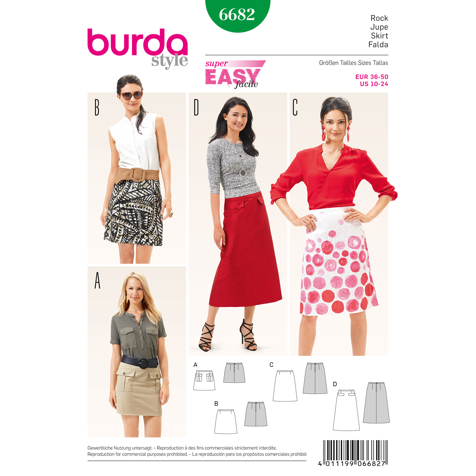 Burda patroon 6682 rok. Maat: 36-50 - STUK