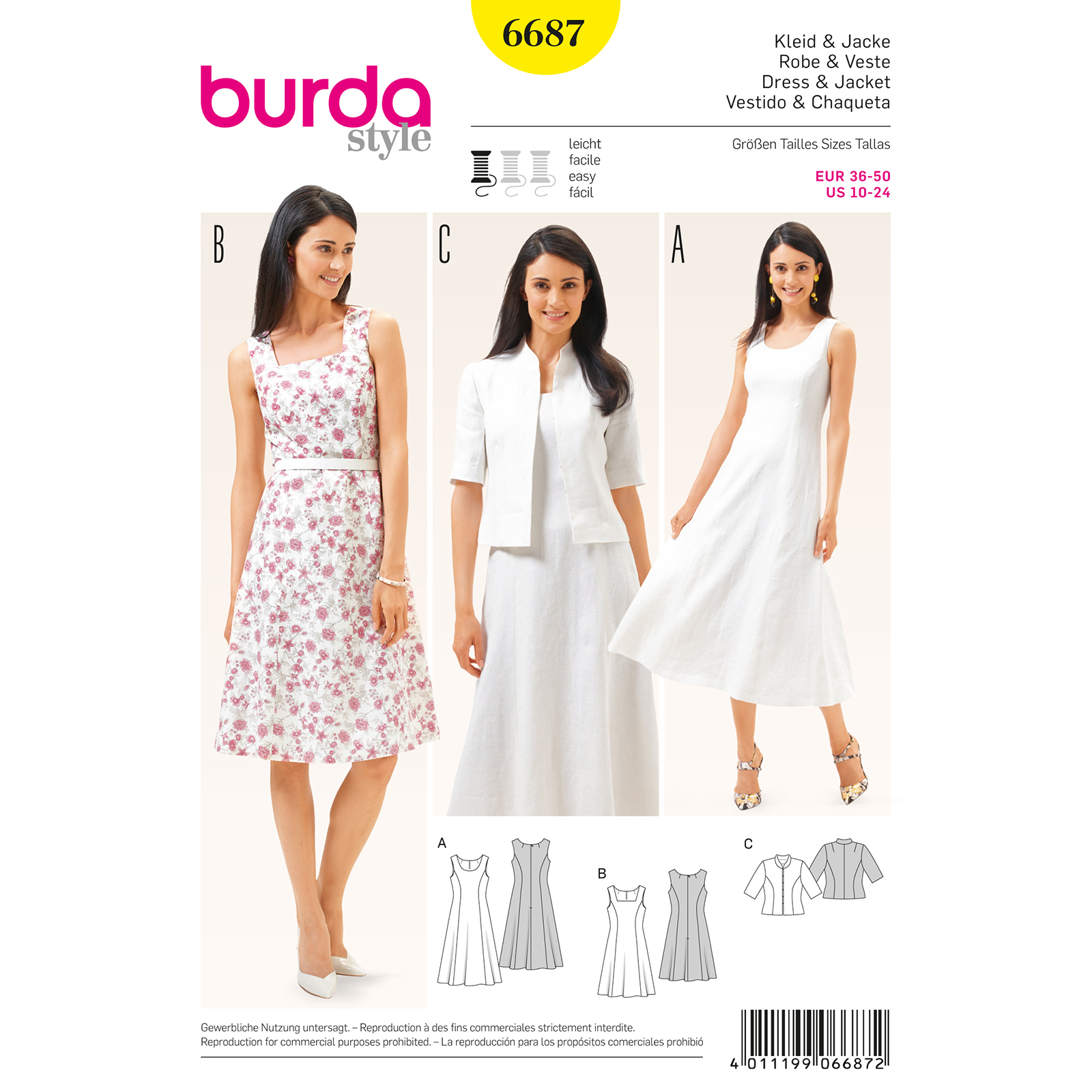 Burda patroon 6687 jurk en jasje. Maat: 36-50 - STUK