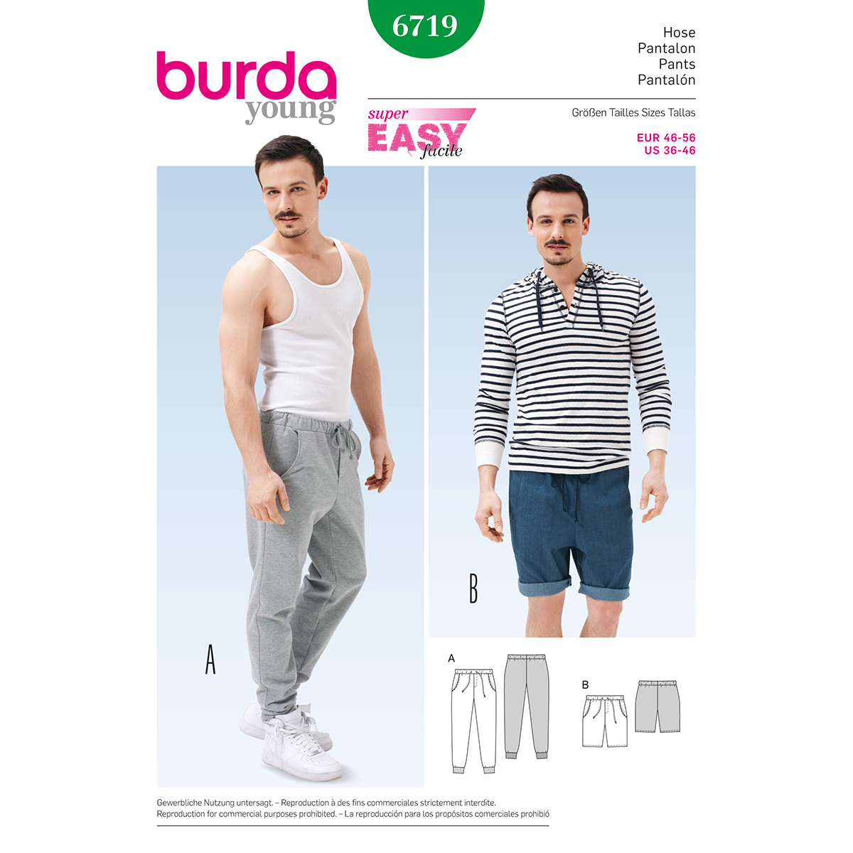 Burda patroon 6719 broek. Maat: 46-56 - STUK