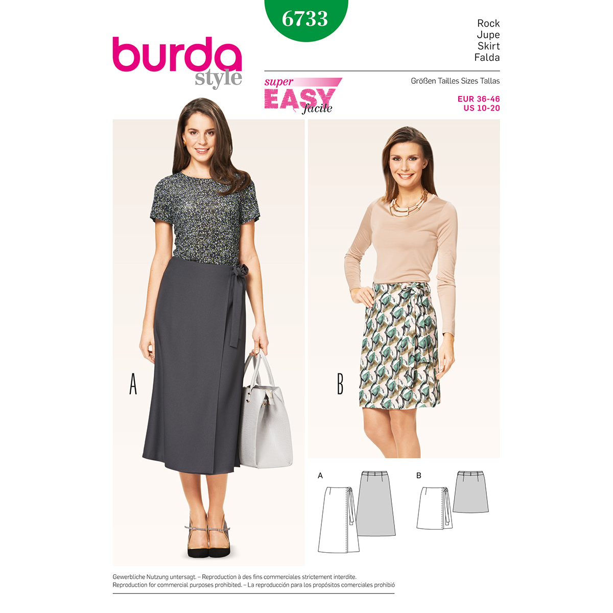 Burda patroon 6733 rok. Maat: 36-46 - STUK