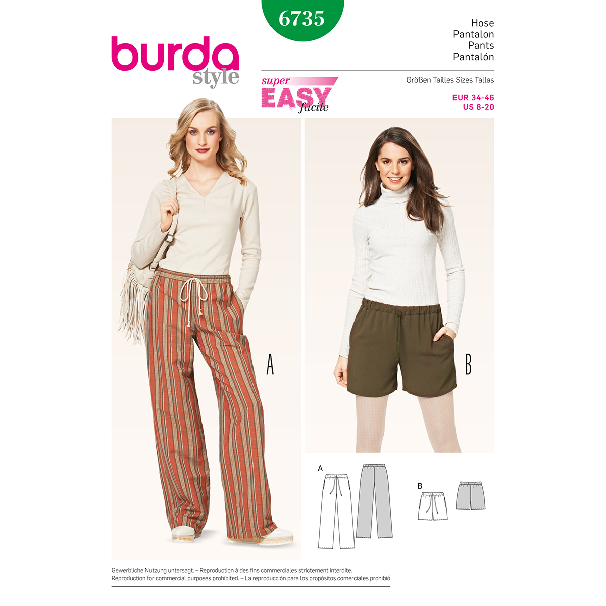 Burda patroon 6735 broek. Maat: 34-46 - STUK