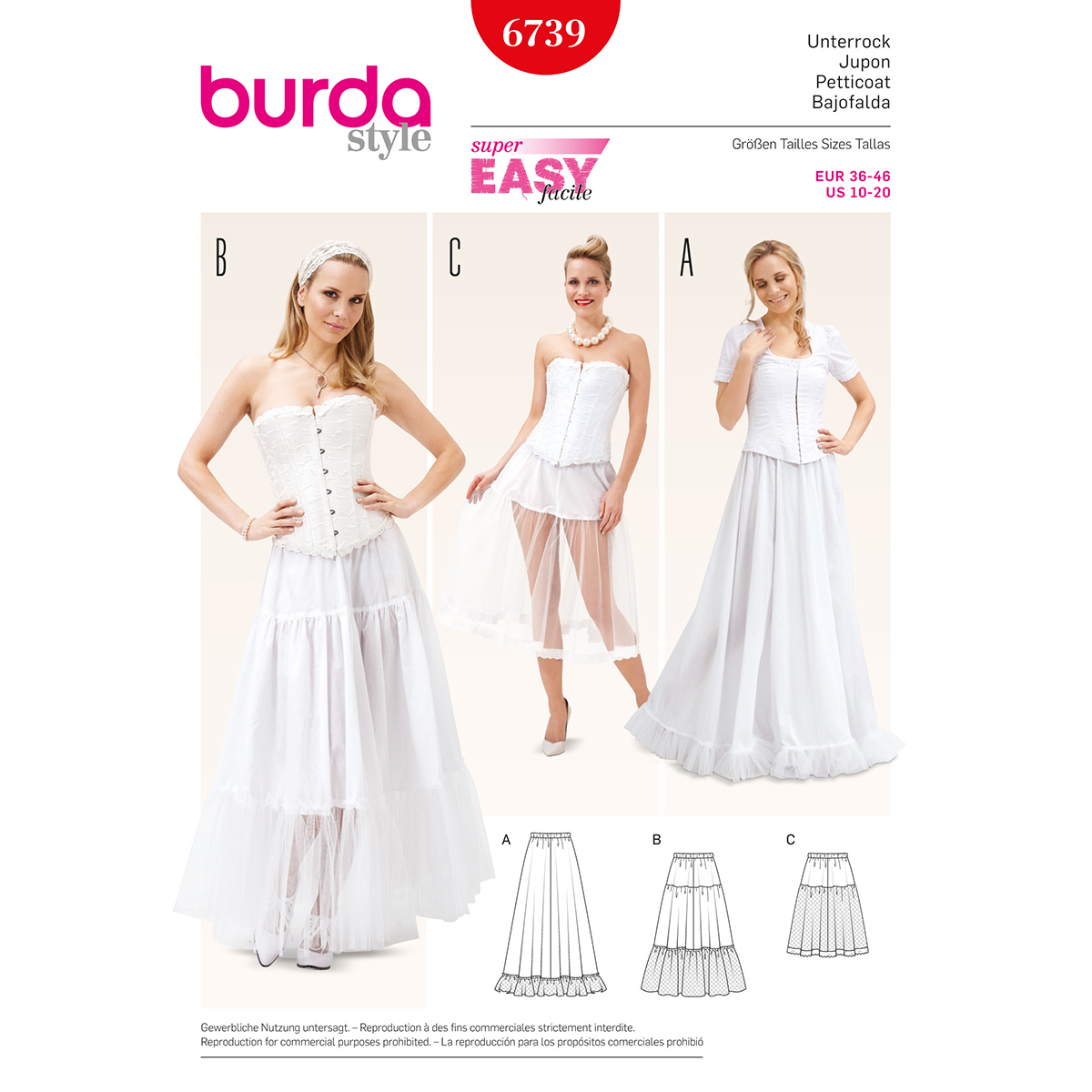 Burda patroon 6739 rok. Maat: 36-46 - STUK