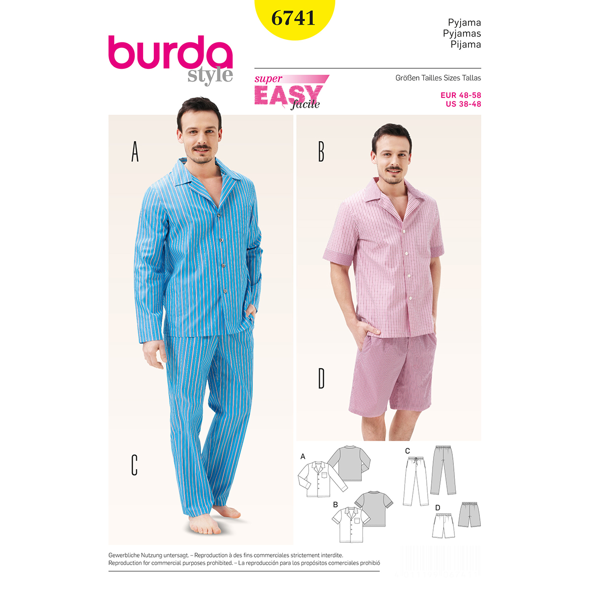 Burda patroon 6741 pyjama. Maat: 48-58 - STUK