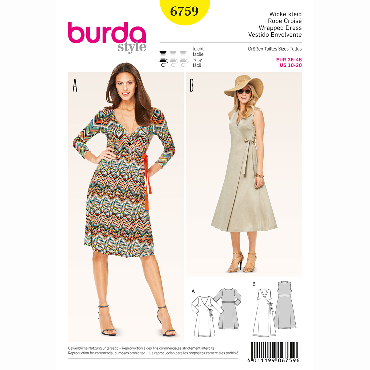 Burda patroon 6759 wikkeljurk. Maat: 36-46 - STUK