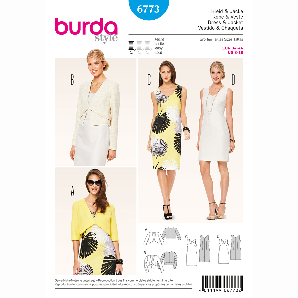 Burda patroon 6773 jurk jasje. Maat: 34-44 - STUK