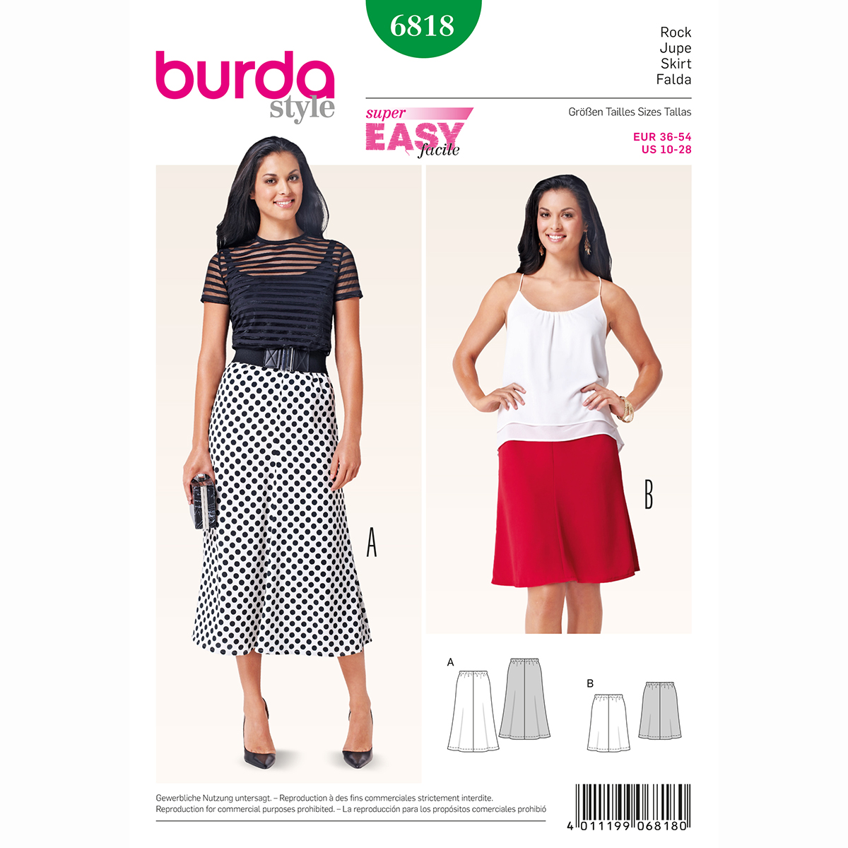 Burda patroon 6818 rok. Maat: 36-54 - STUK