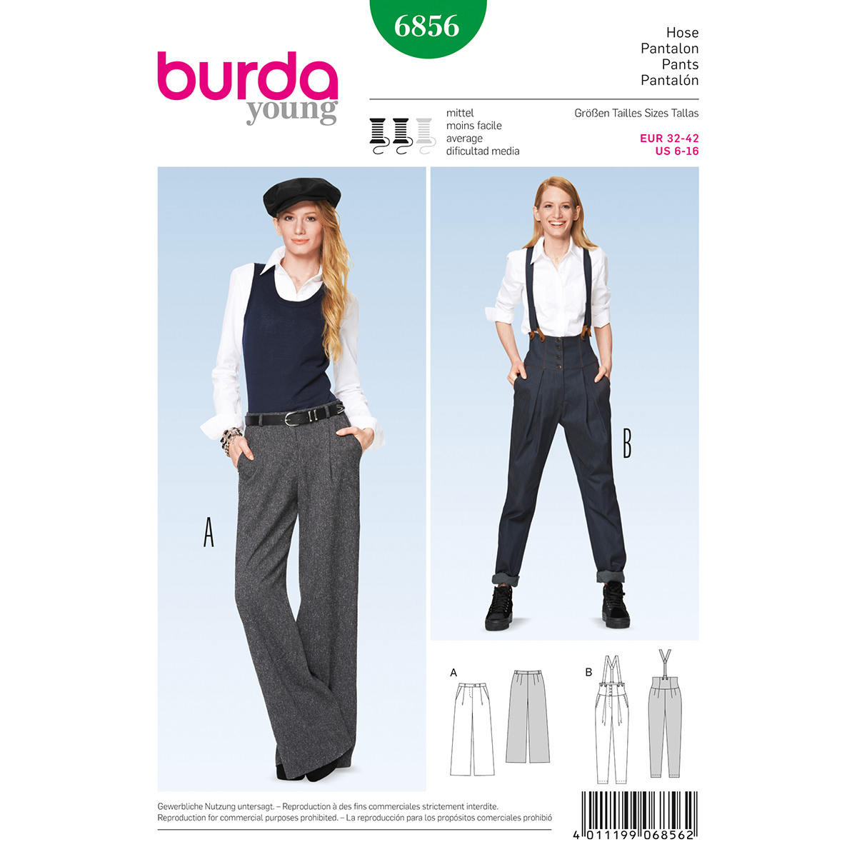 Burda patroon 6856 broek. Maat: 32-42 - STUK