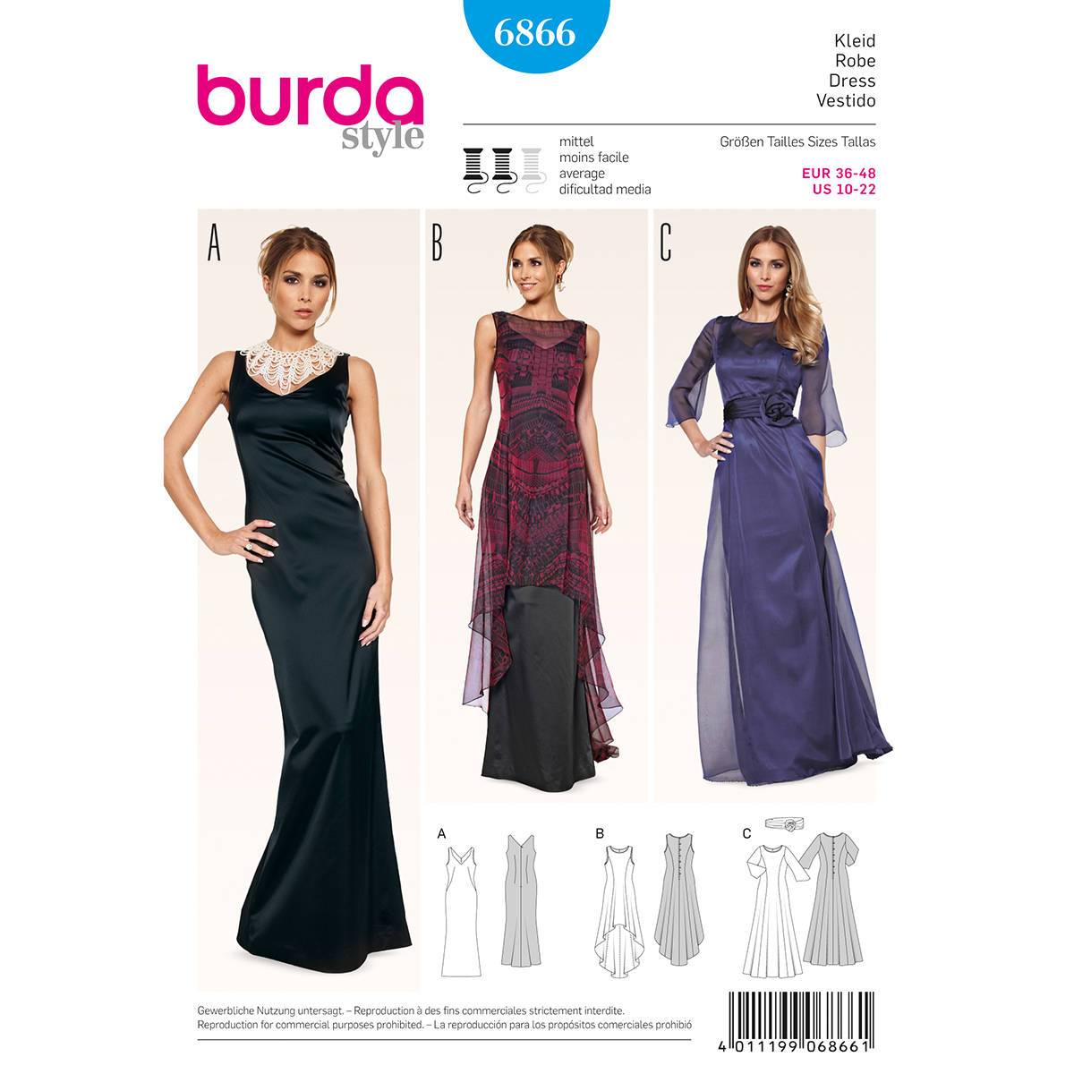 Burda patroon 6866 jurk. Maat: 36-48 - STUK