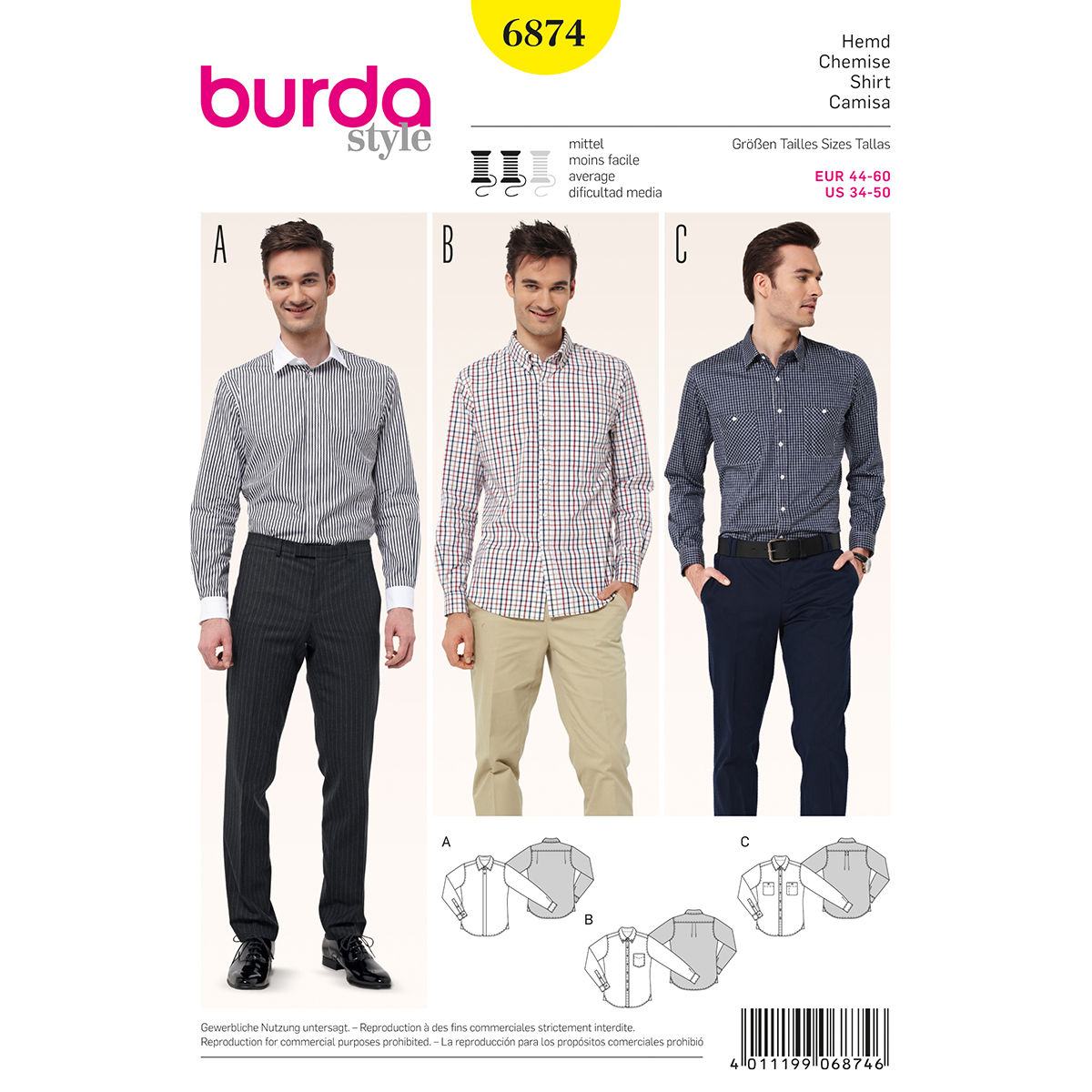 Burda patroon 6874 shirt. Maat: 44-60 - STUK
