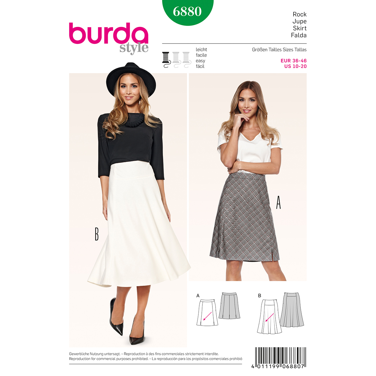 Burda patroon 6880 rok. Maat: 36-46 - STUK
