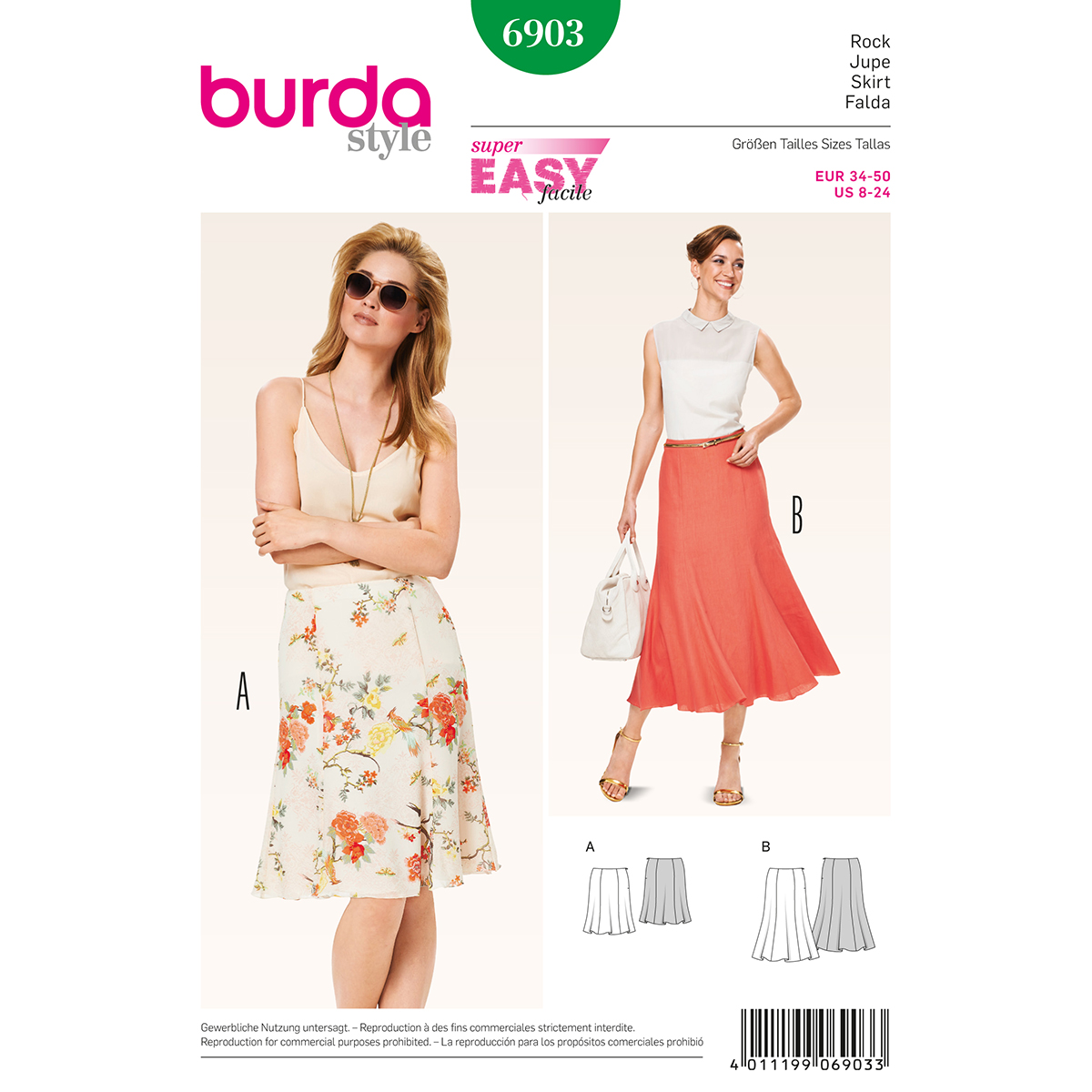 Burda patroon 6903 rok. Maat: 34-50 - STUK