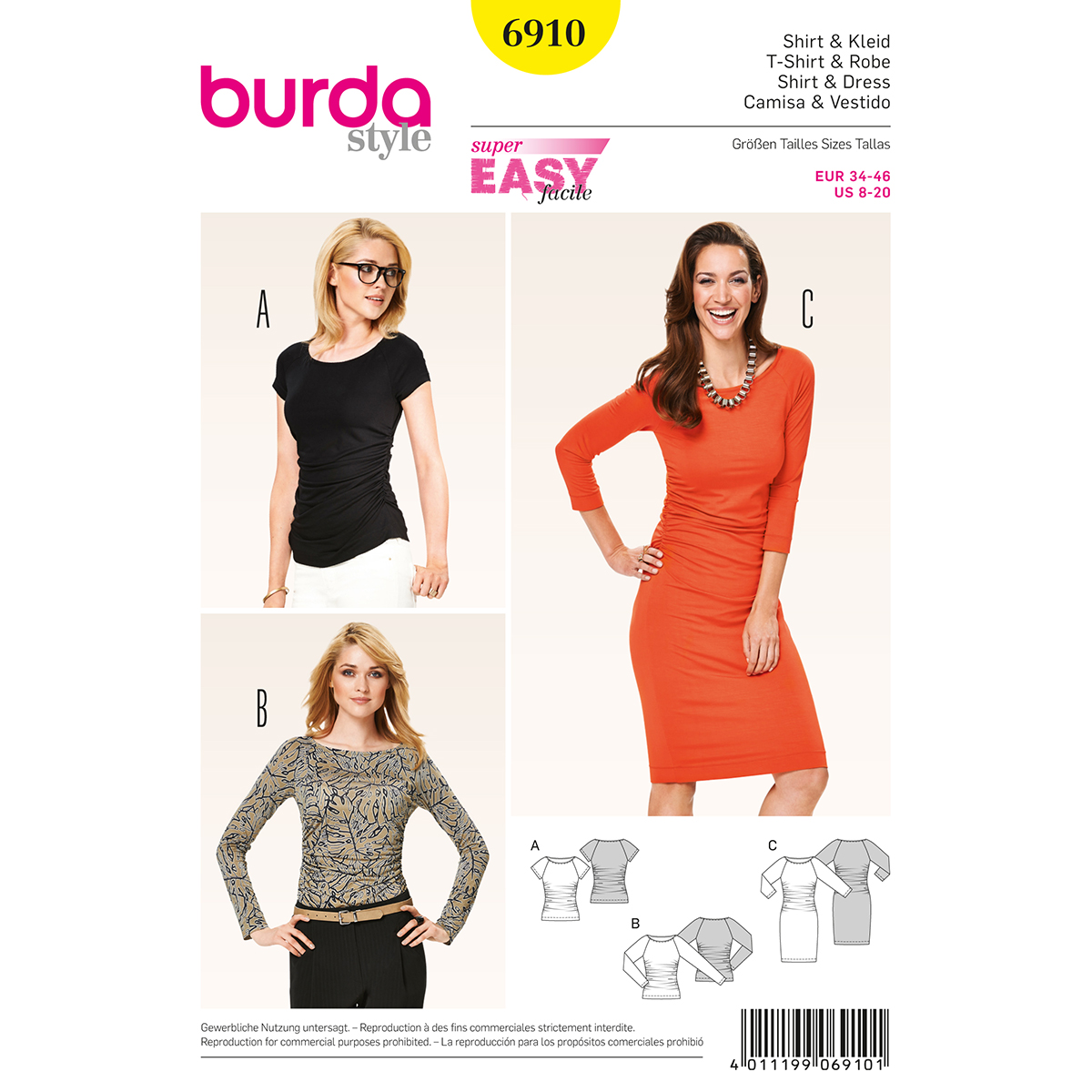 Burda patroon 6910 shirt & jurk. Maat: 34-46 - STUK