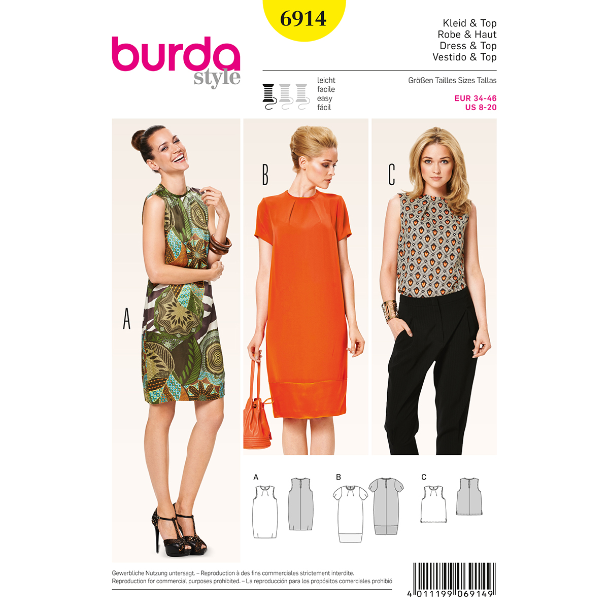 Burda patroon 6914 jurk & topje. Maat: 34-46 - STUK