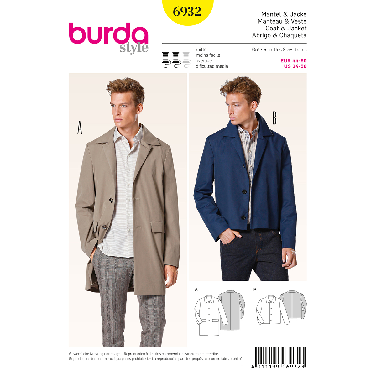 Burda patroon 6932 mantel & jack. Maat: 44-60 - STUK