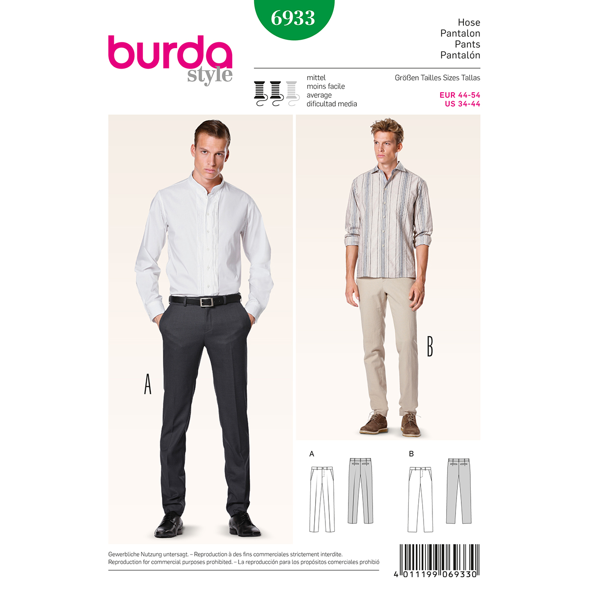Burda patroon 6933 broek. Maat: 44-54 - STUK