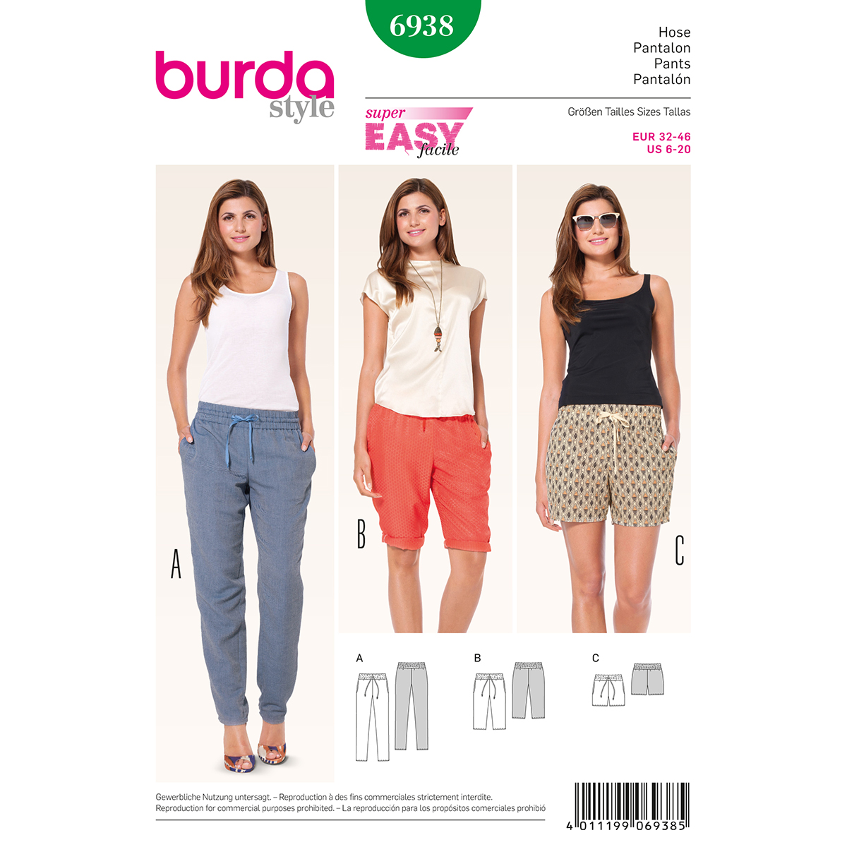 Burda patroon 6938 broek. Maat: - STUK