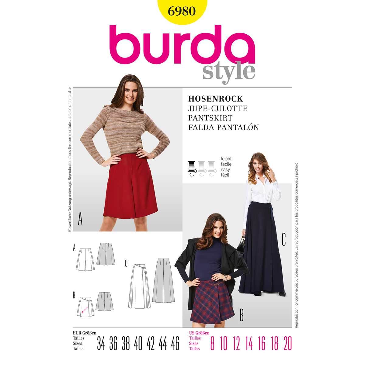 Burda patroon 6980 rok. Maat: 34-46 - STUK