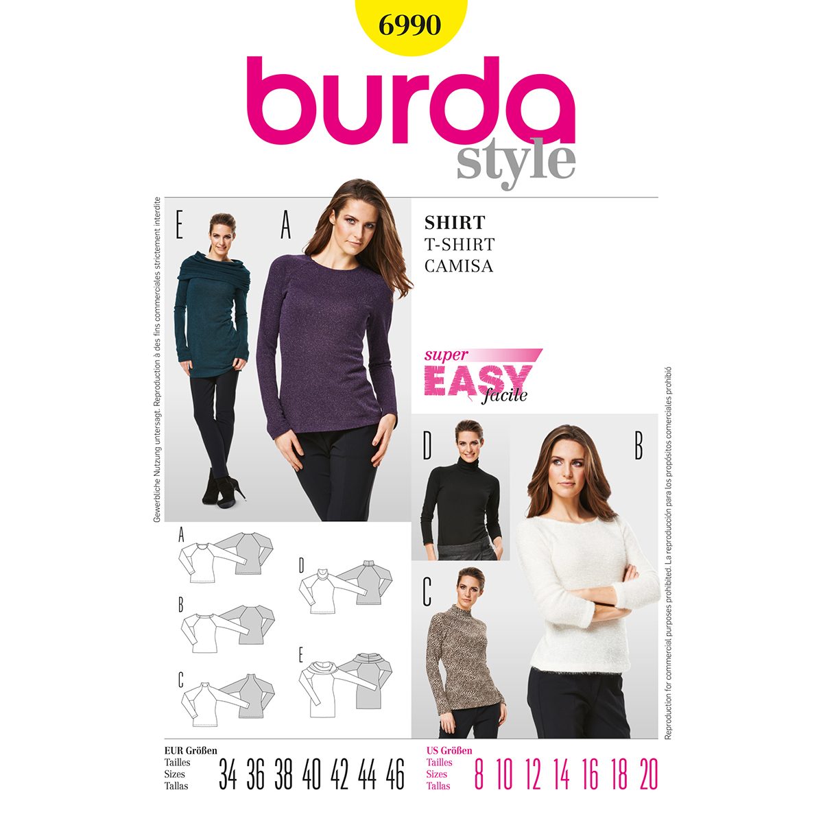 Burda patroon 6990 shirt. Maat: 34-46 - STUK