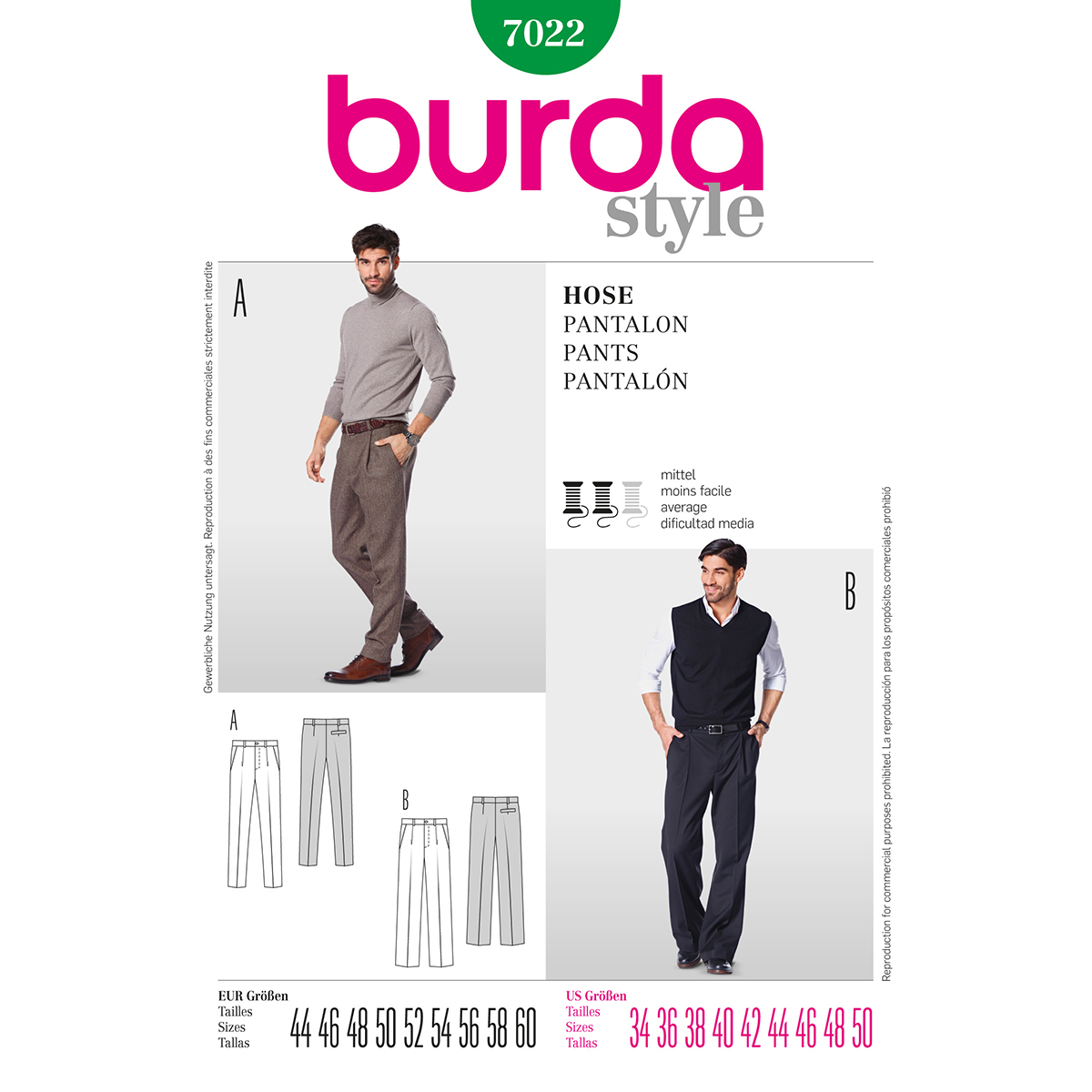 Burda patroon 7022 broek. Maat: 44-60 - STUK
