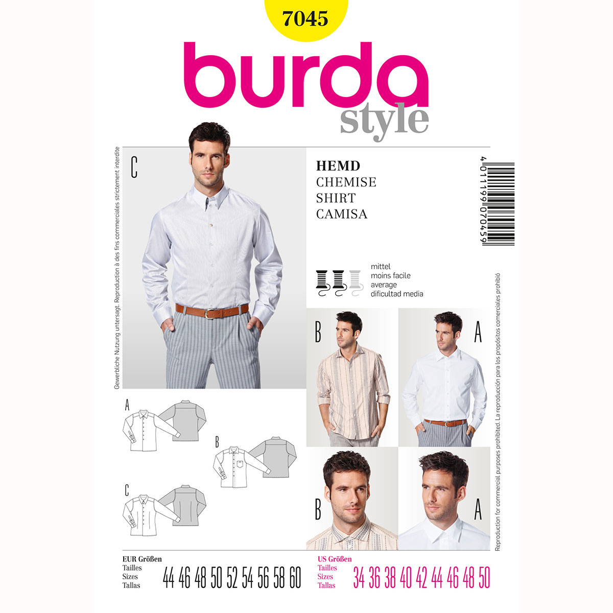 Burda patroon 7045 shirt. Maat: 44-60 - STUK